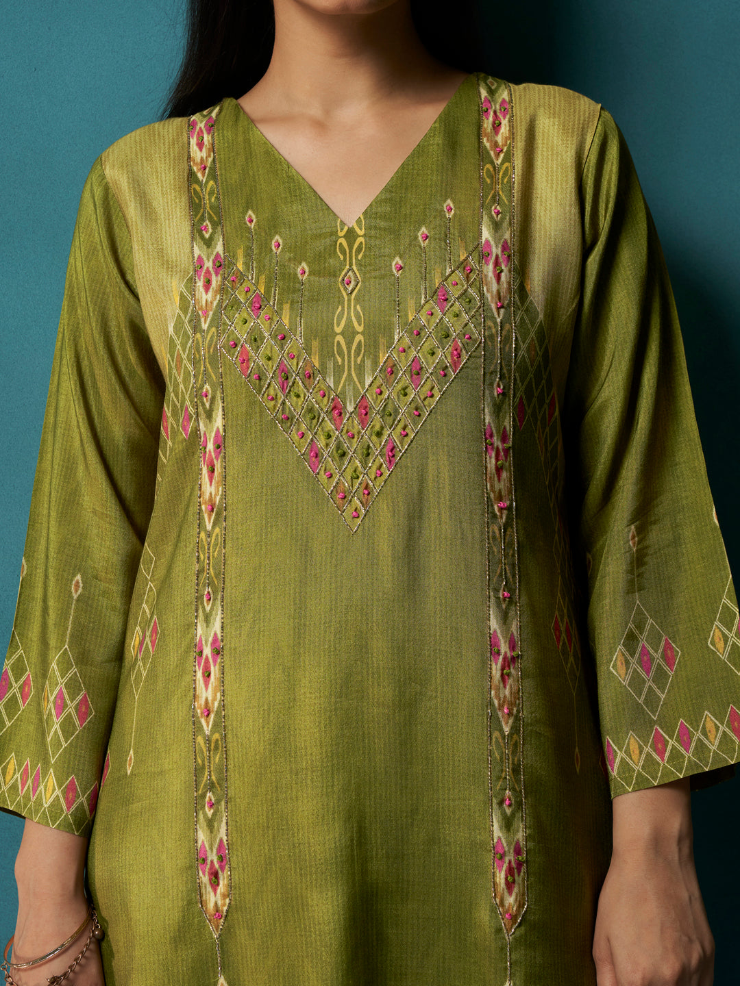 Bageecha Green Muslin Suit Set