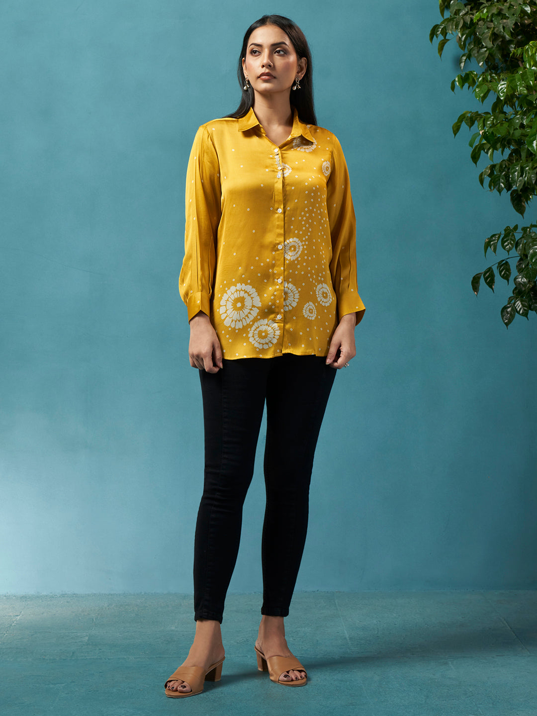 Daisy Yellow Crepe Printed Shirt
