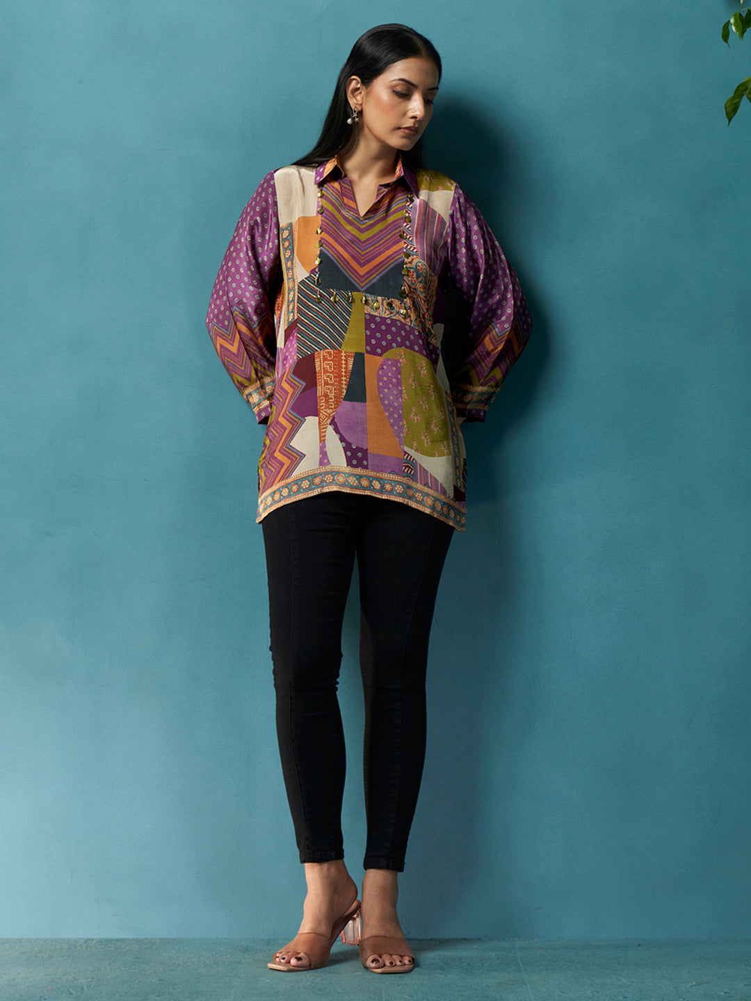 Iris Multicolor Crepe Printed Shirt