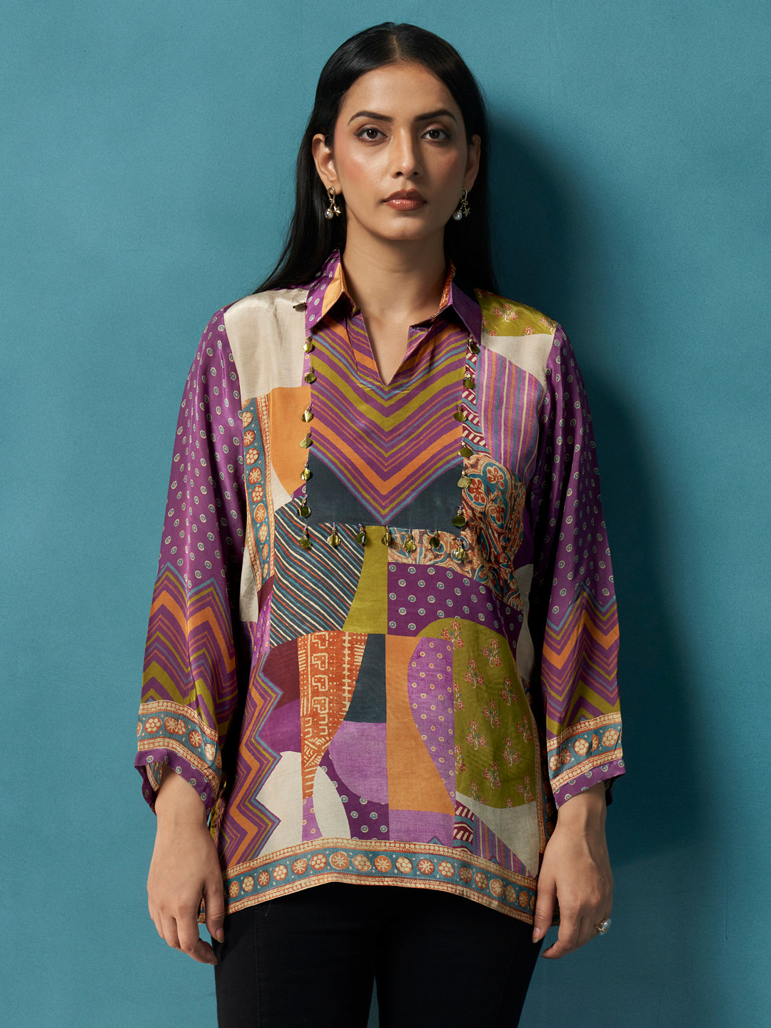 Iris Multicolor Crepe Printed Shirt