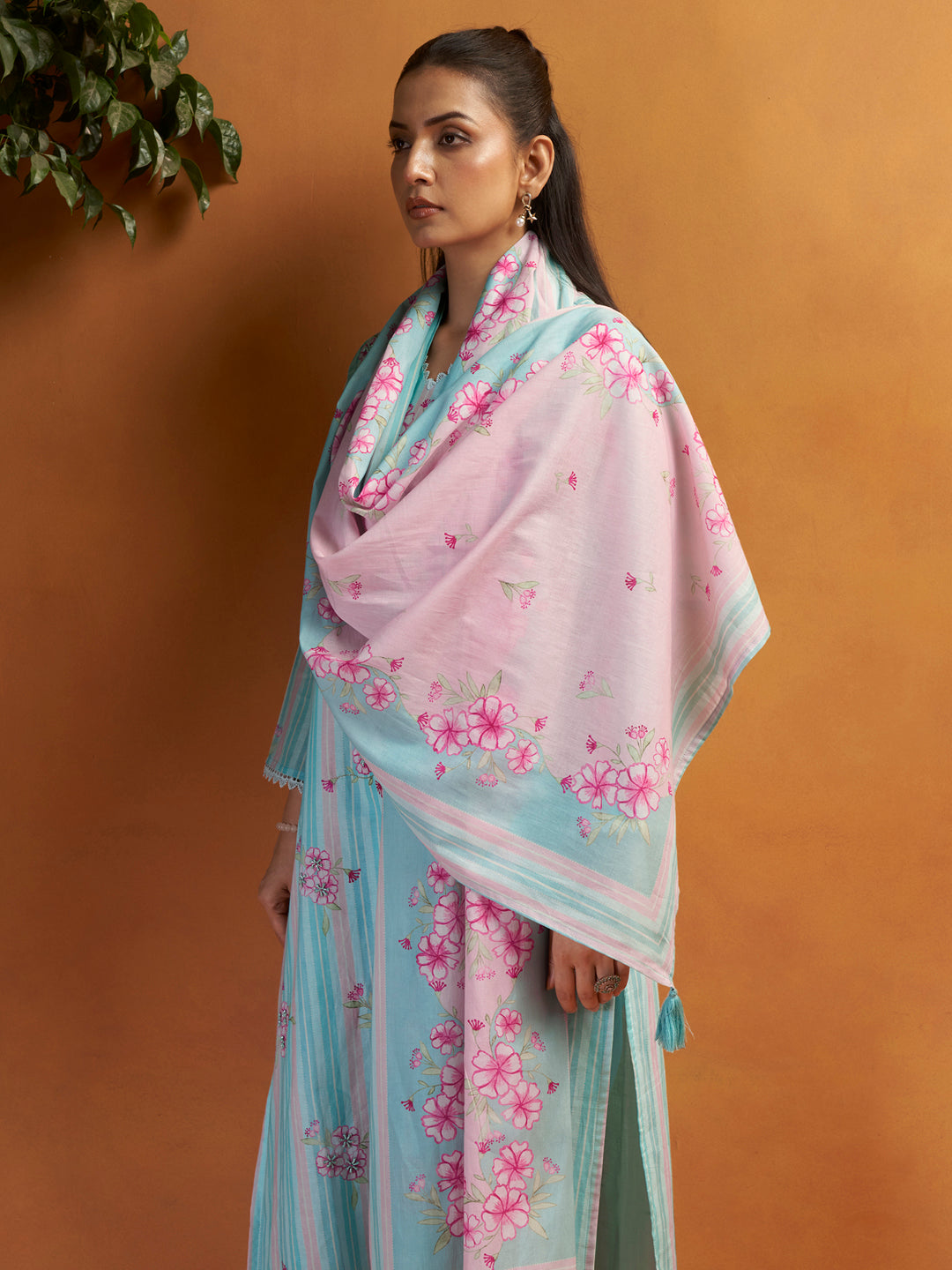 Lehran Sky Blue Cotton Cambric Suit Set