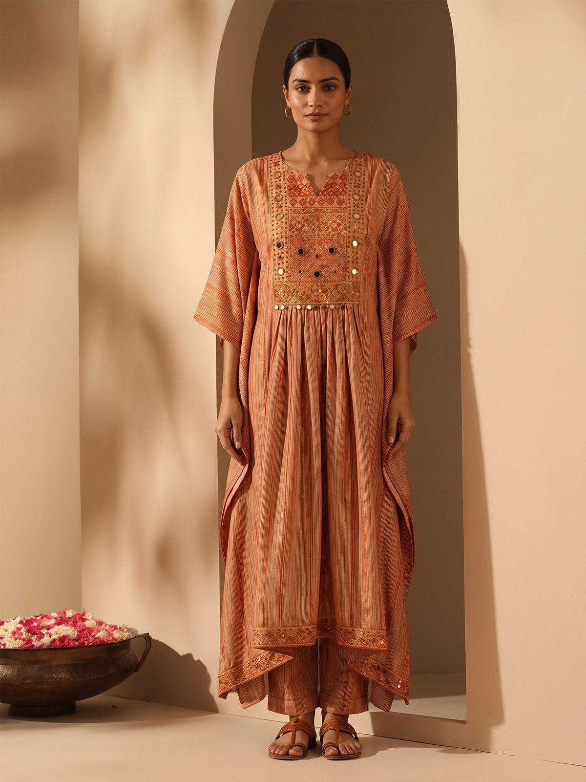 Arunika Peach Modal Muslin Kurta Pant Set