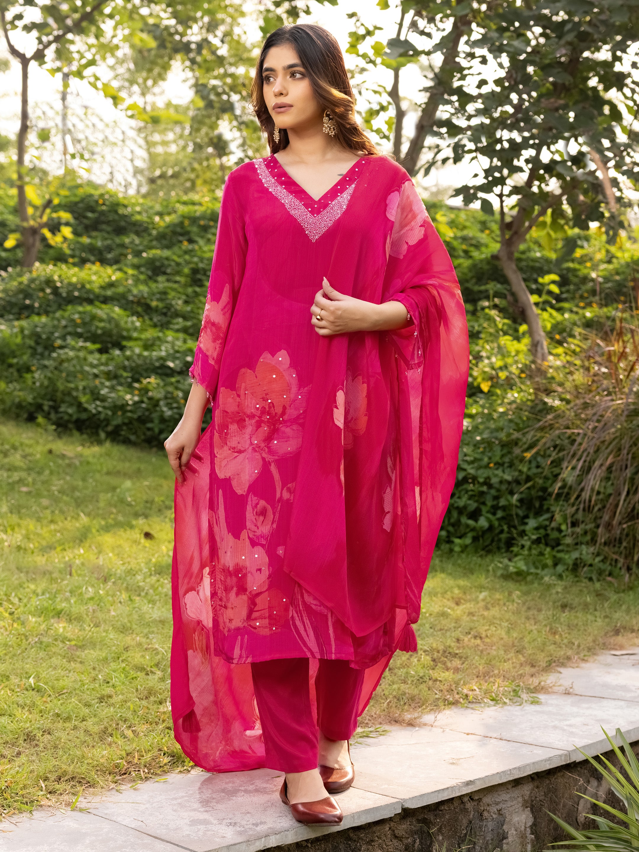 Nitya Natural Crepe Festive Suit Set