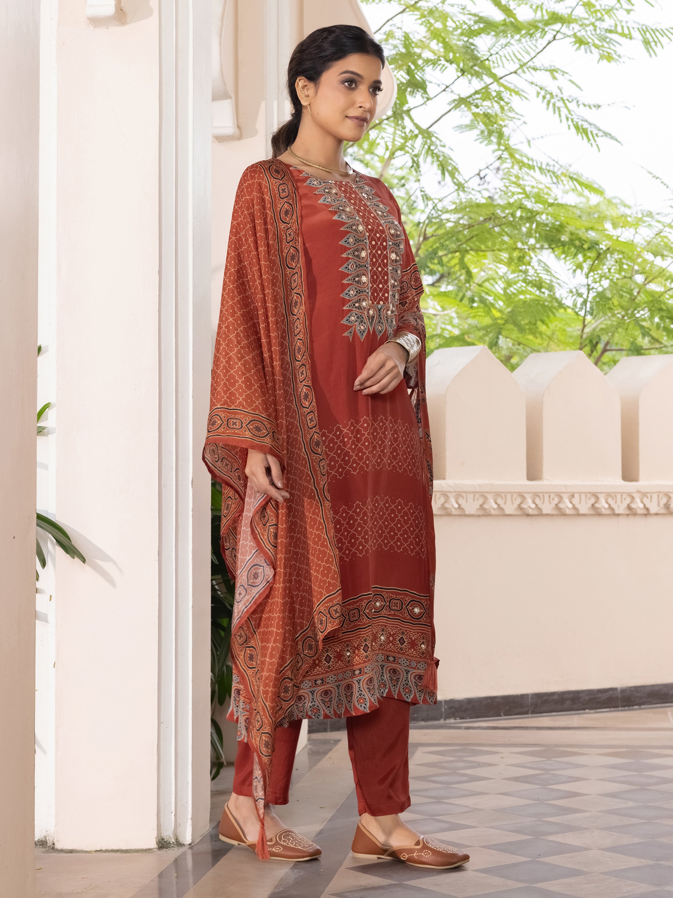 Ira Natural Crepe Festive Suit Set