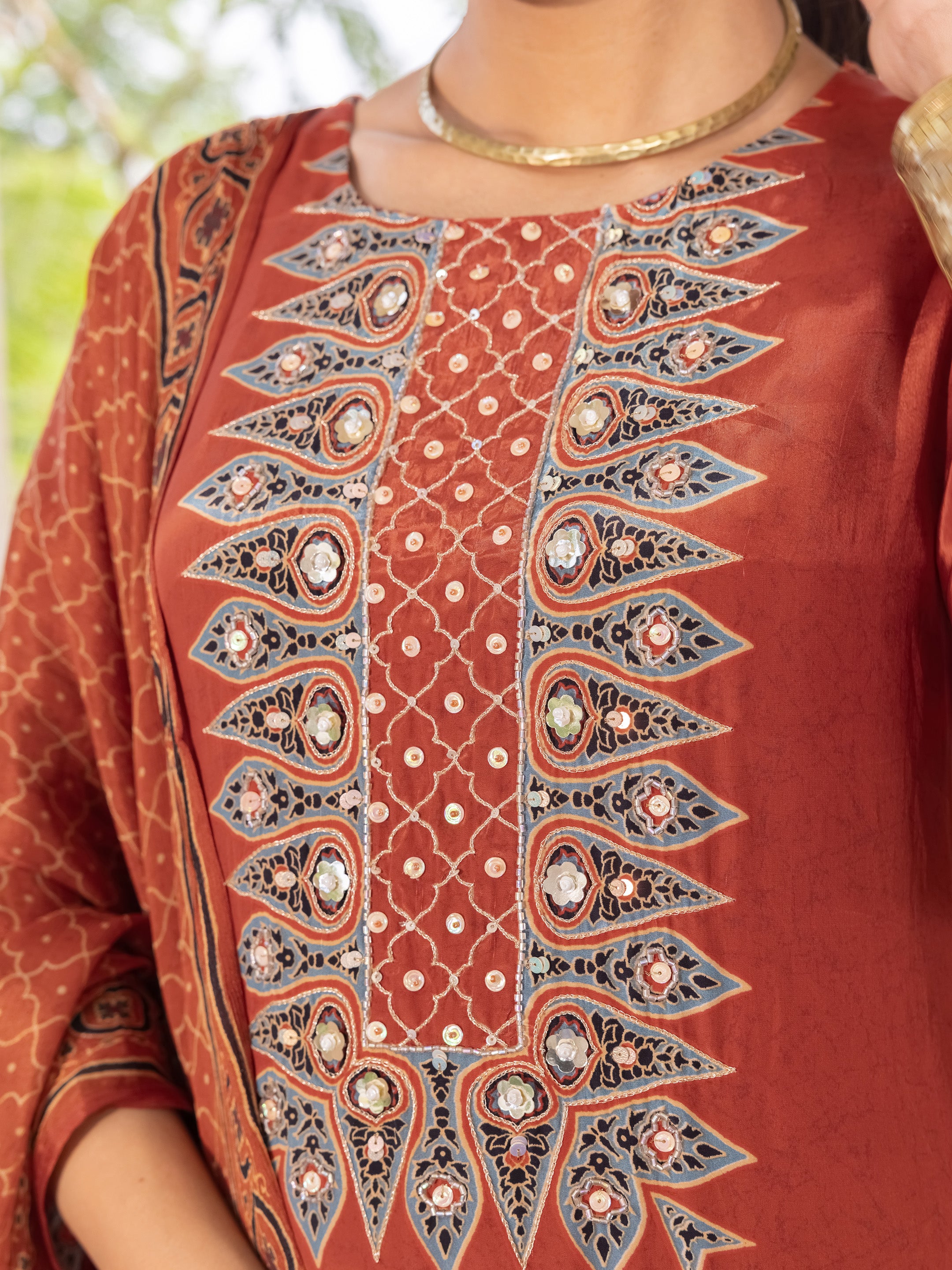 Ira Natural Crepe Festive Suit Set