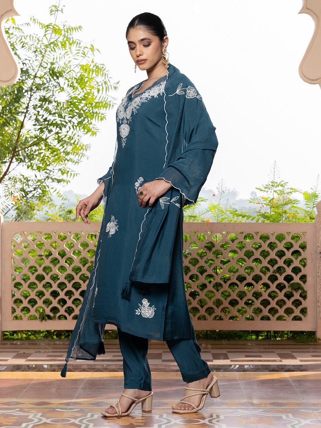 Purnima Mul Chanderi Embroidered Suit Set