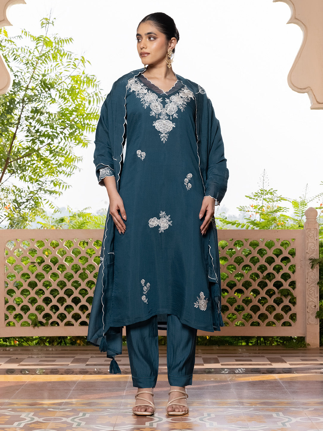 Purnima Mul Chanderi Embroidered Suit Set