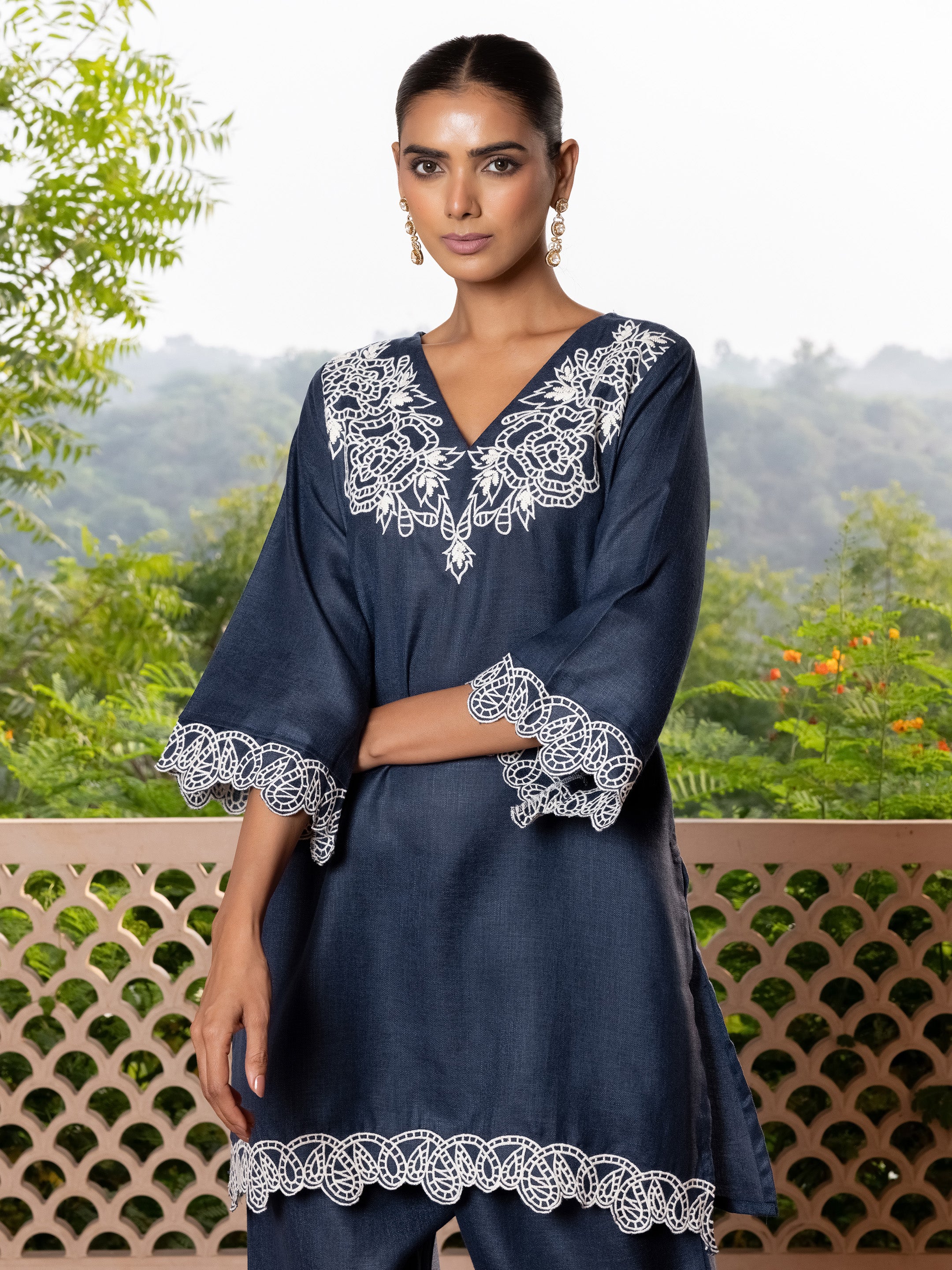 Sharmila Linen V-Neck Co-ord Set