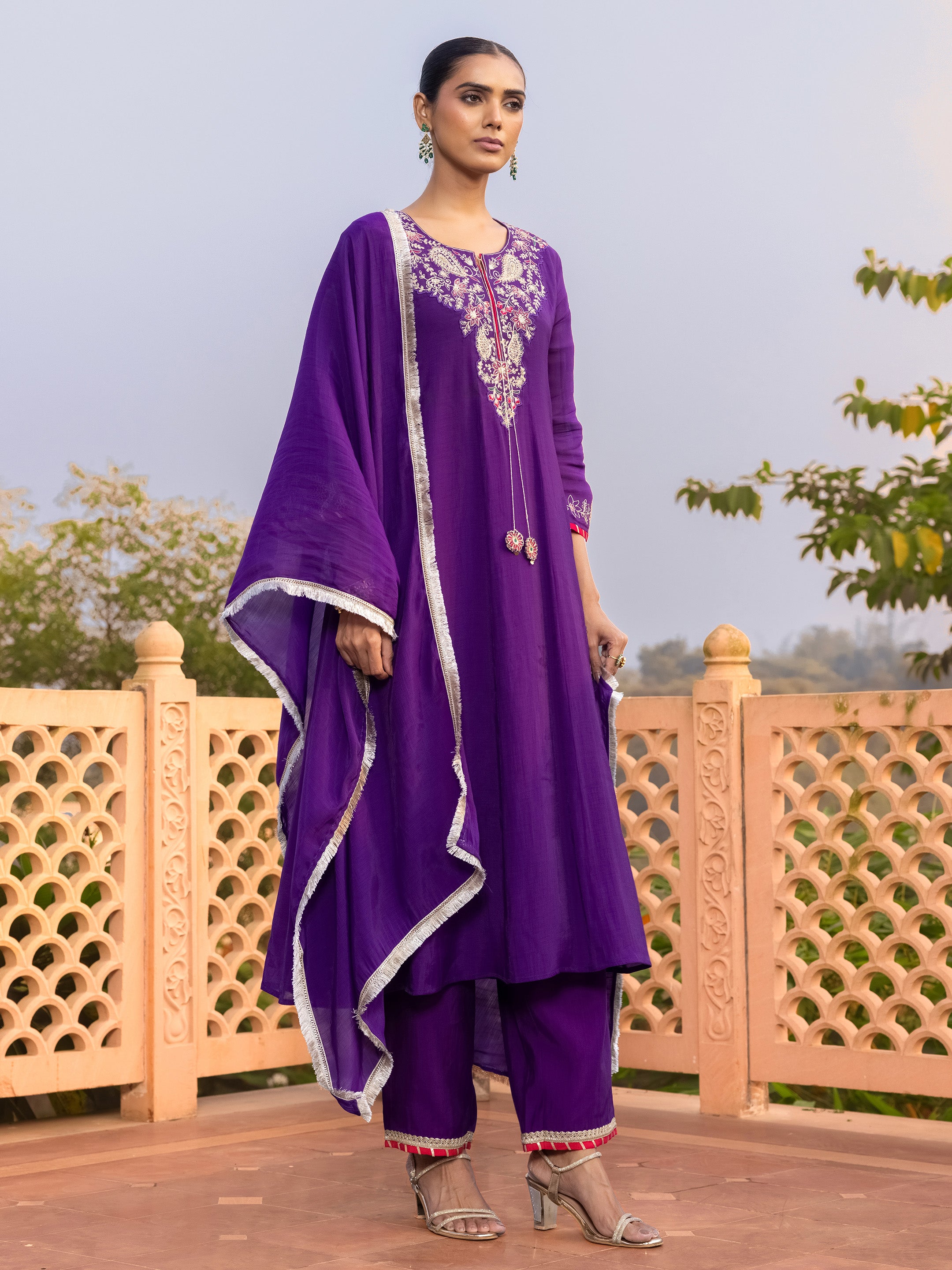 Divija Mul Chanderi Embroidered Salwar Suit Set