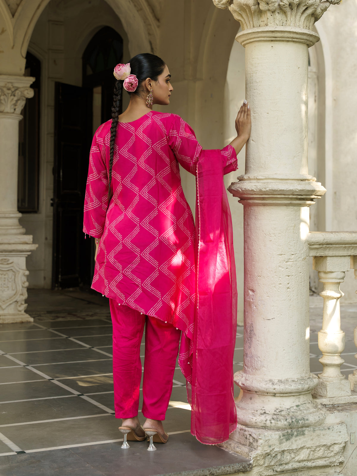 Mukti Rani Pink Pure Viscose Embroidered Straight Suit Set