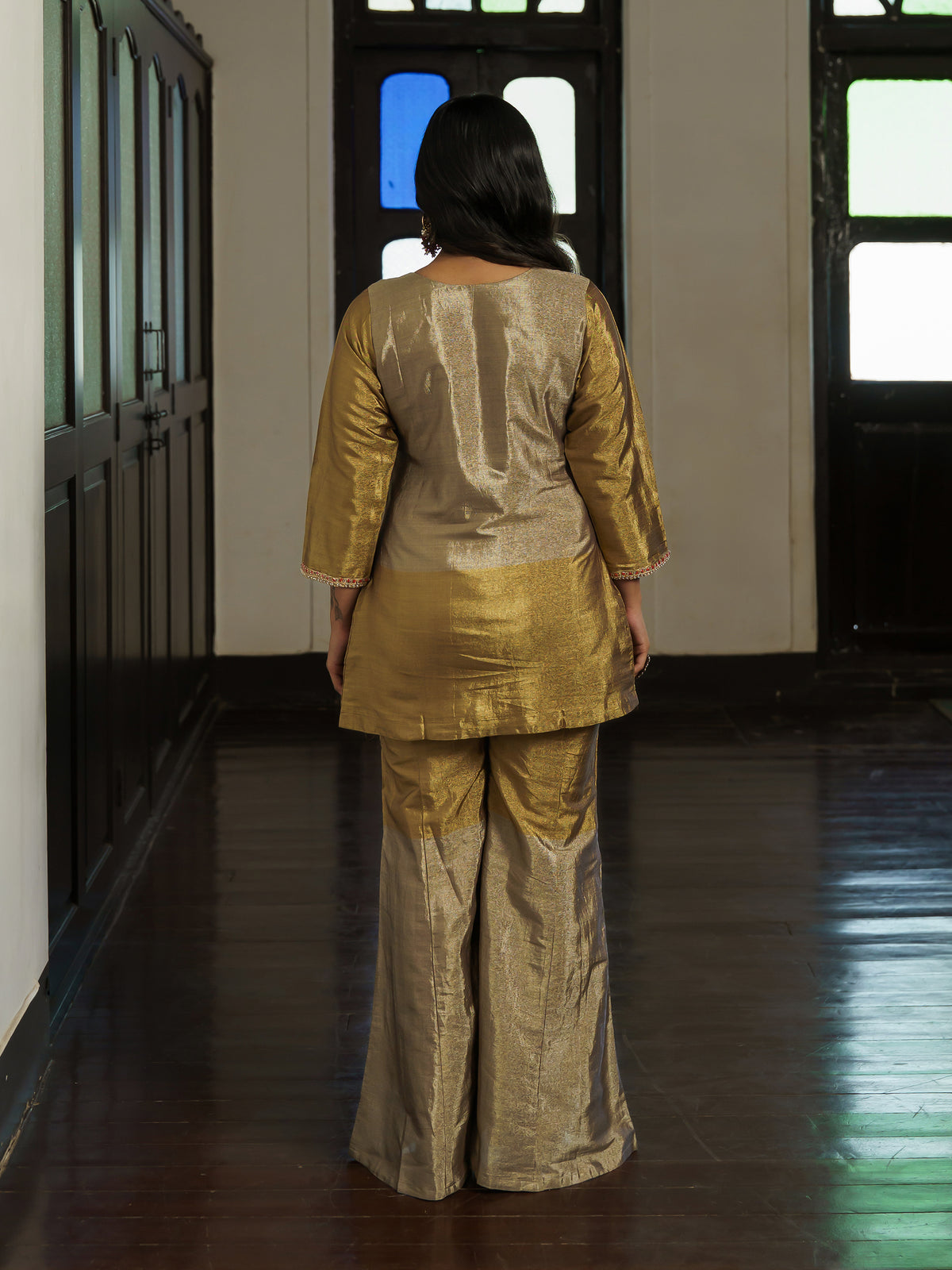 Harika Elegant Antique Gold Pure Viscose Embroidered Co Ord Set
