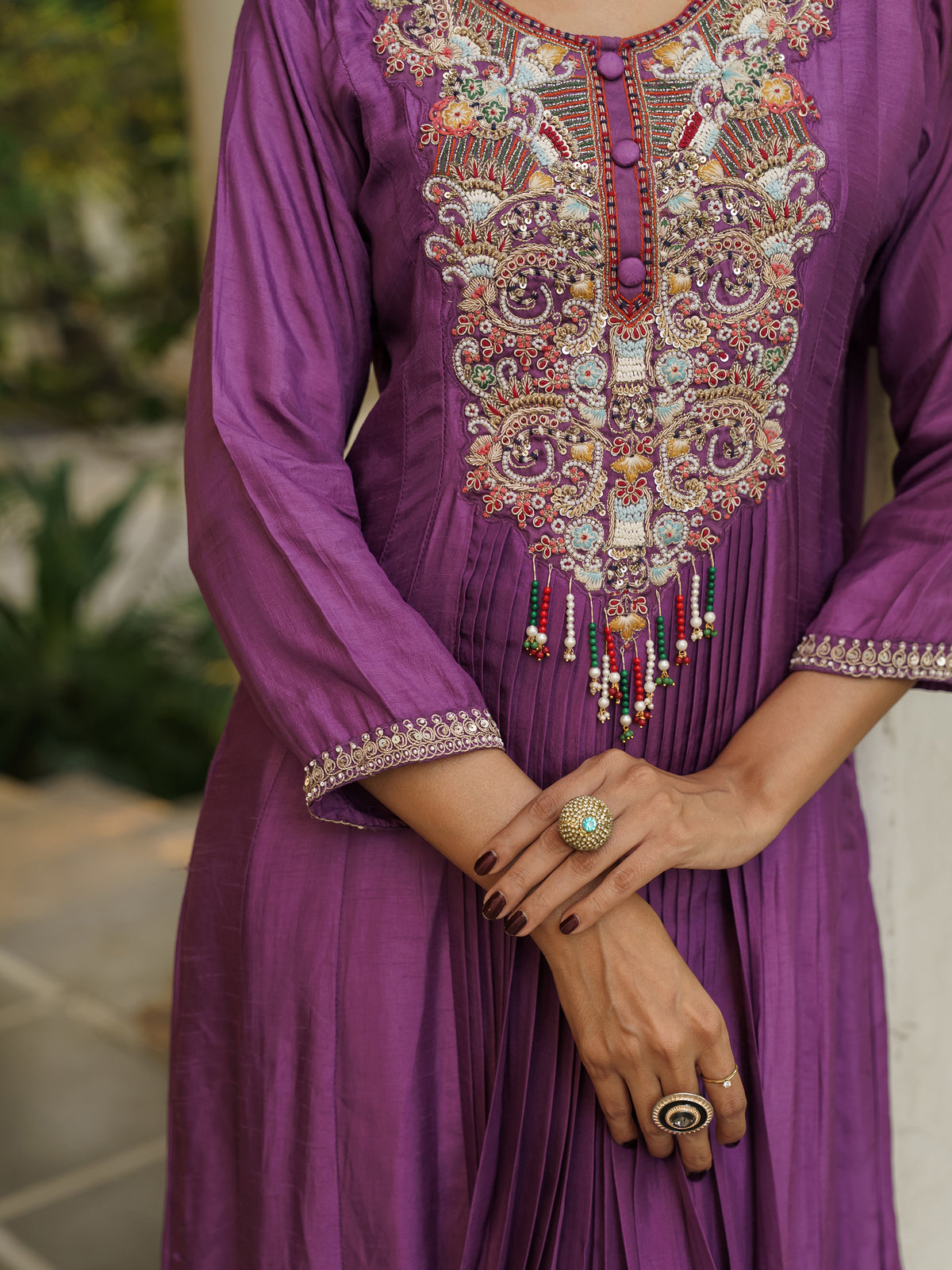 Imaya Purple Pure Viscose Embroidered Anarkali Floor Length Gown With Fancy Dupatta