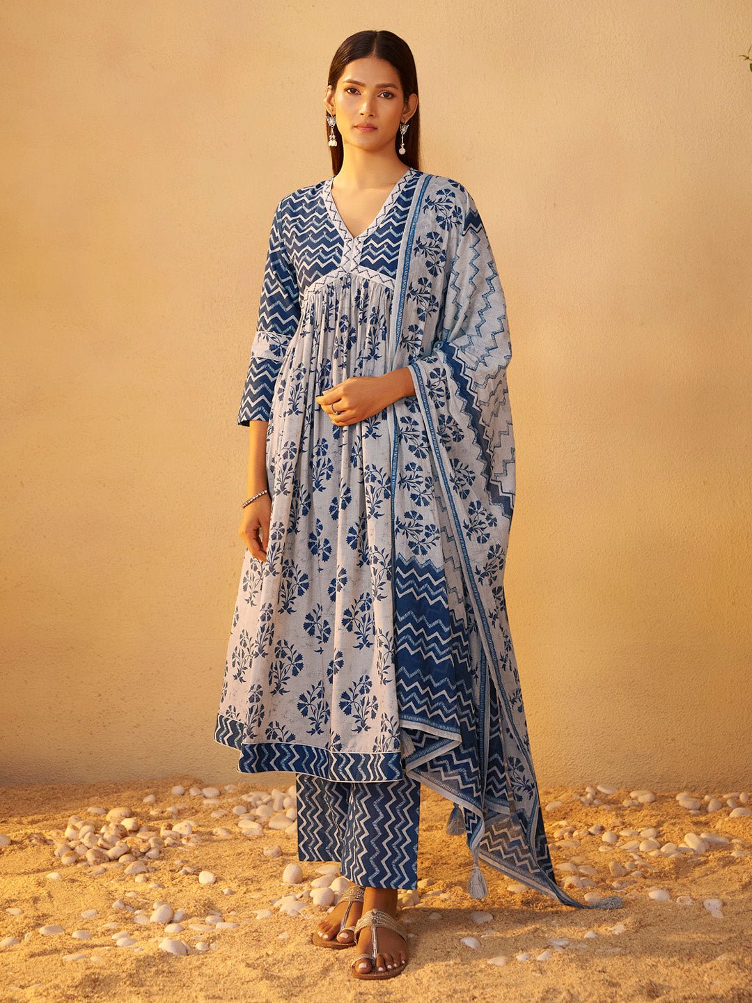 Aarunya Pure Cotton Anarkali Kurta Set