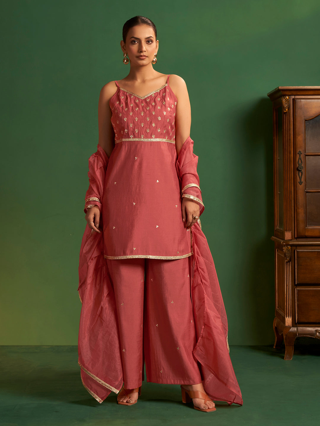 Chandrika Roman Chanderi Three-Piece Set