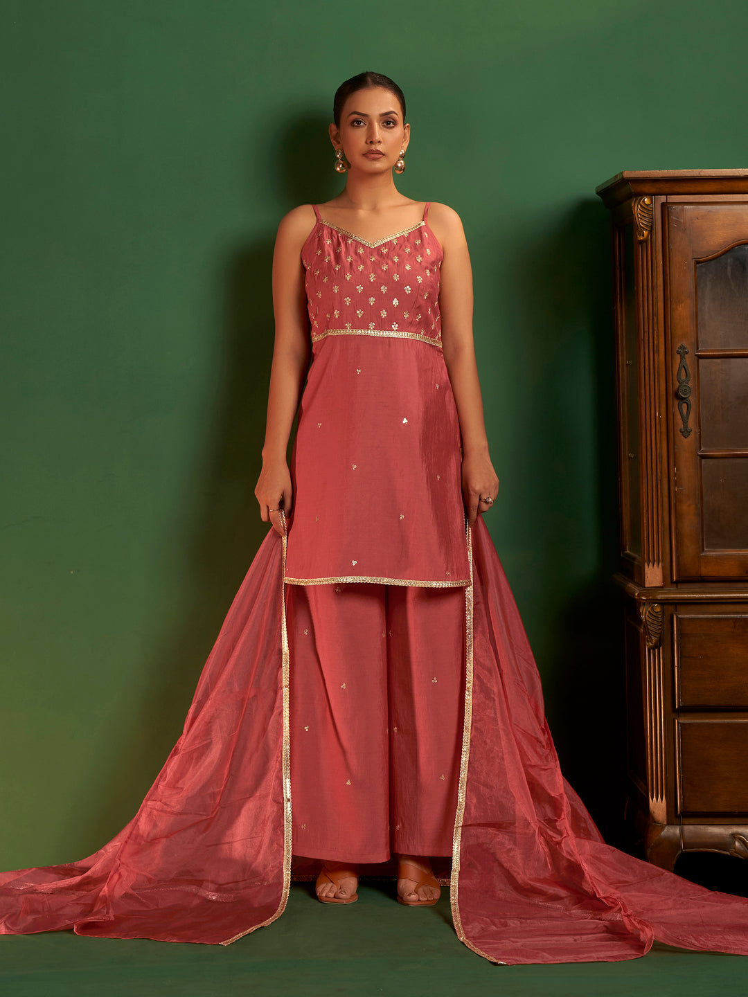 Chandrika Roman Chanderi Three-Piece Set