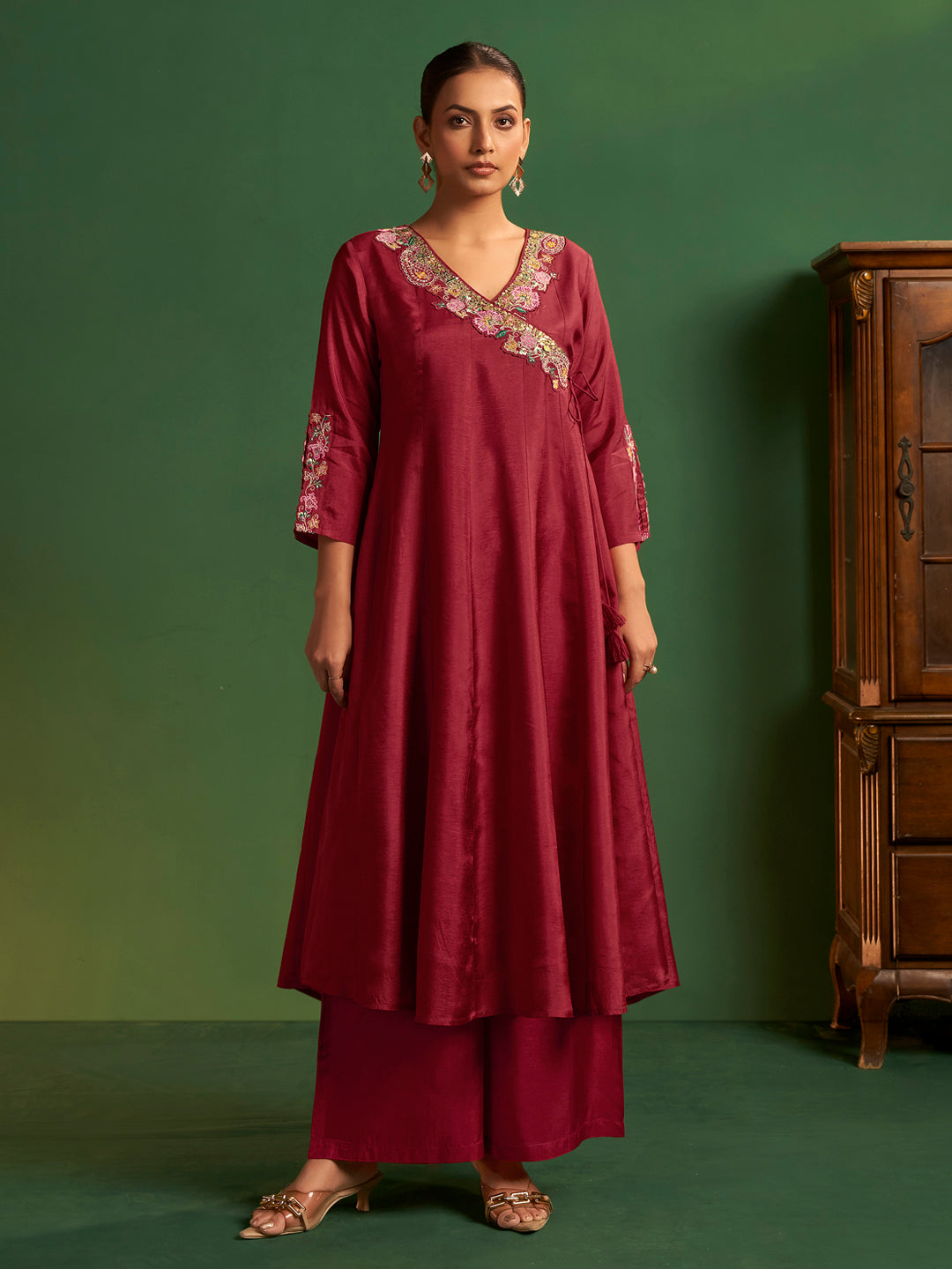 Roshini Viscose Russian Angrakha Set