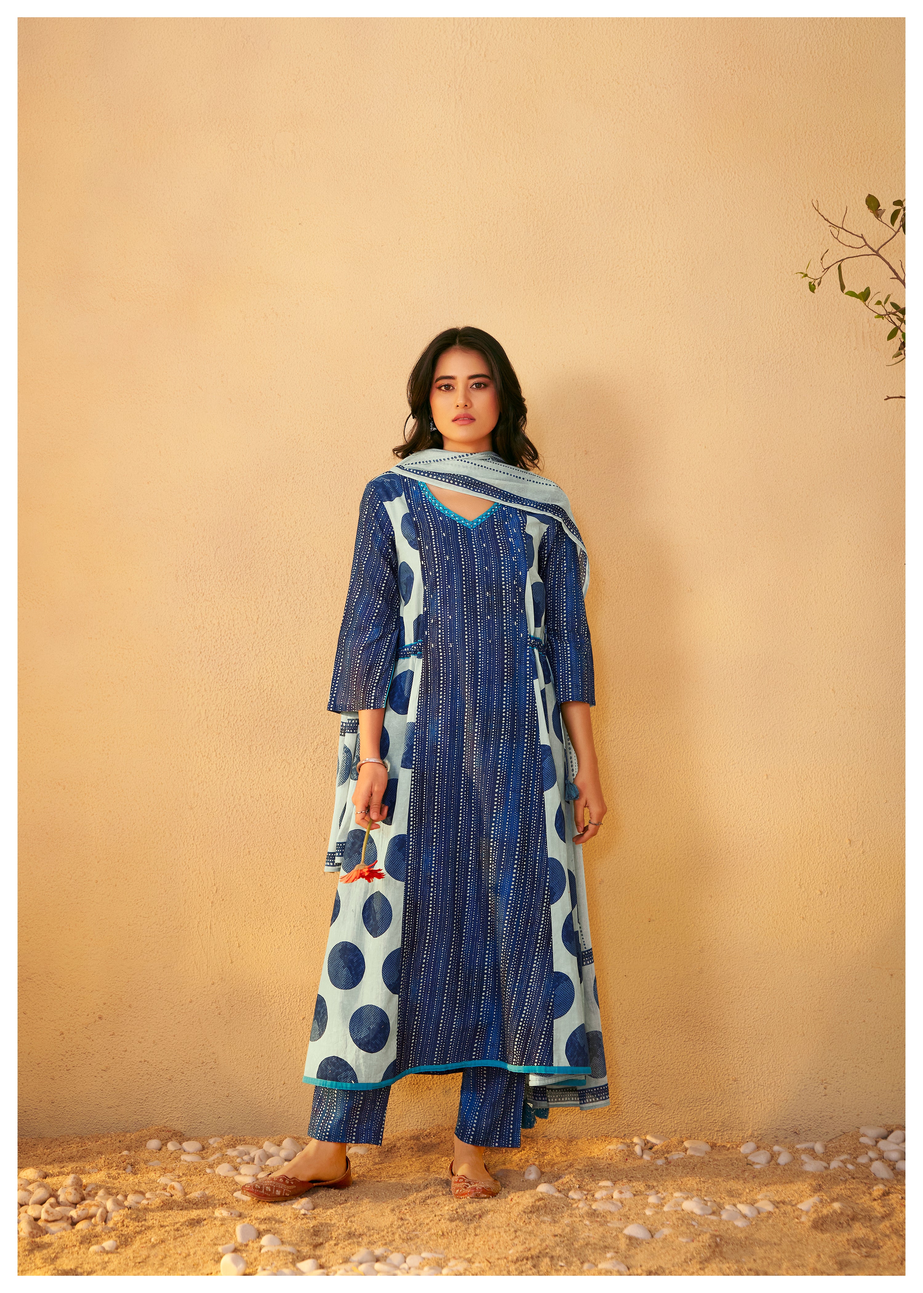 Ishira Pure Cotton Printed Anarkali Set