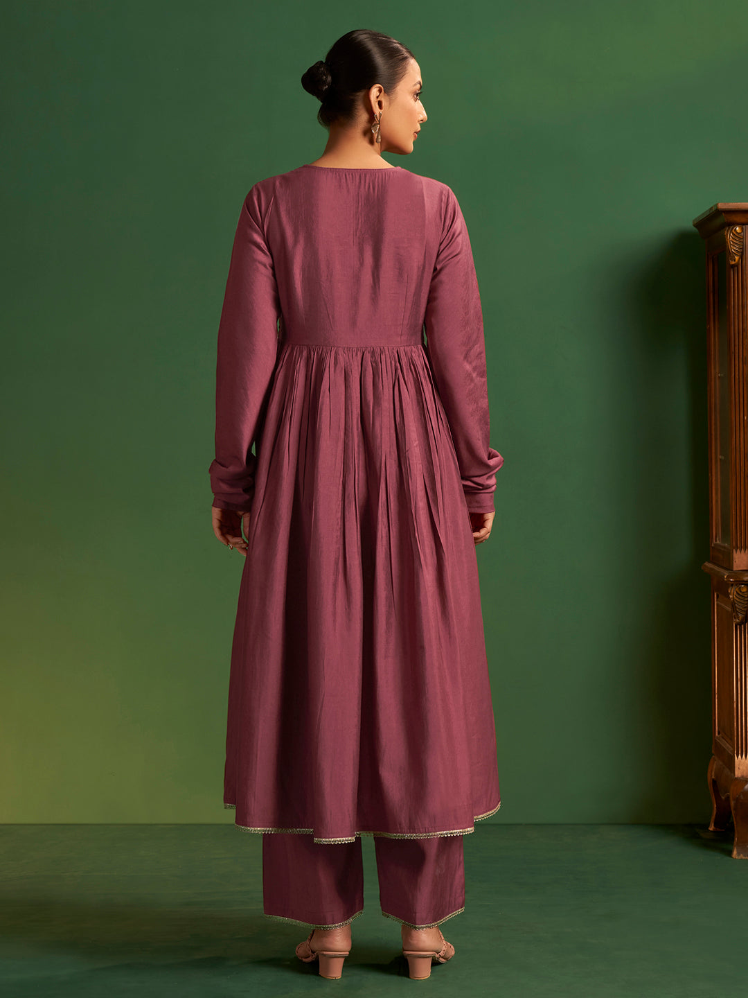 Adwiti Viscose Silk Angrakha Kurta Pant Set