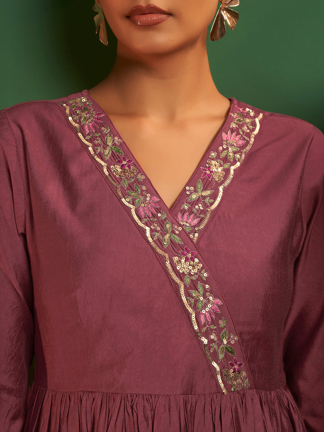 Adwiti Viscose Silk Angrakha Kurta Pant Set