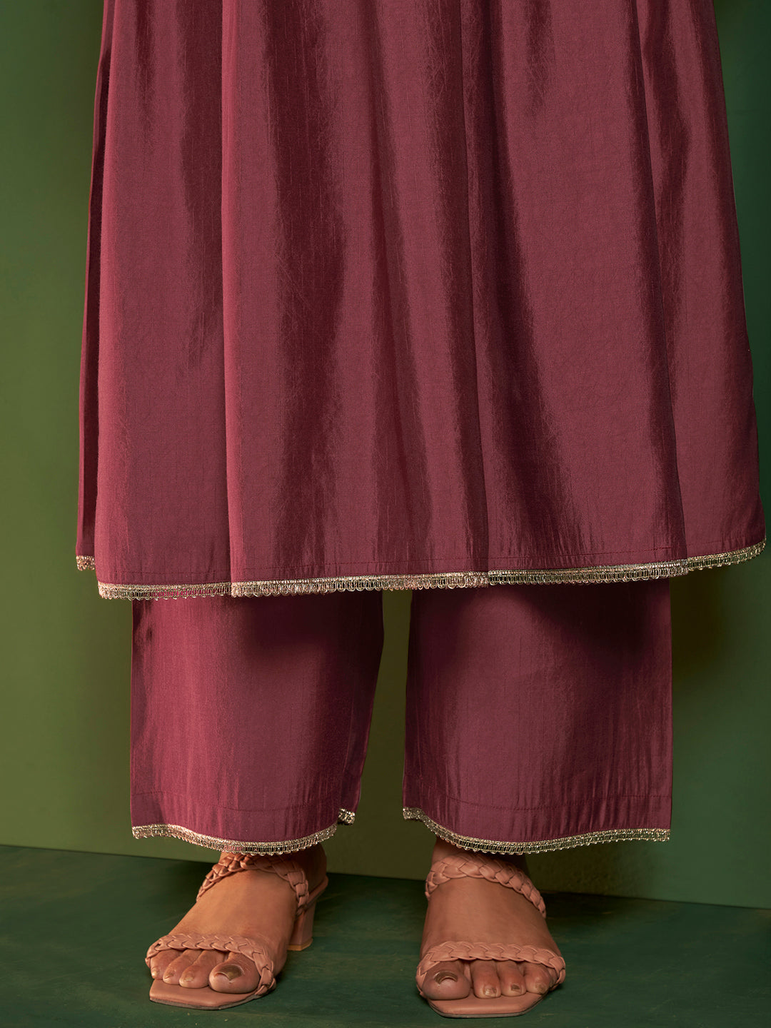 Adwiti Viscose Silk Angrakha Kurta Pant Set
