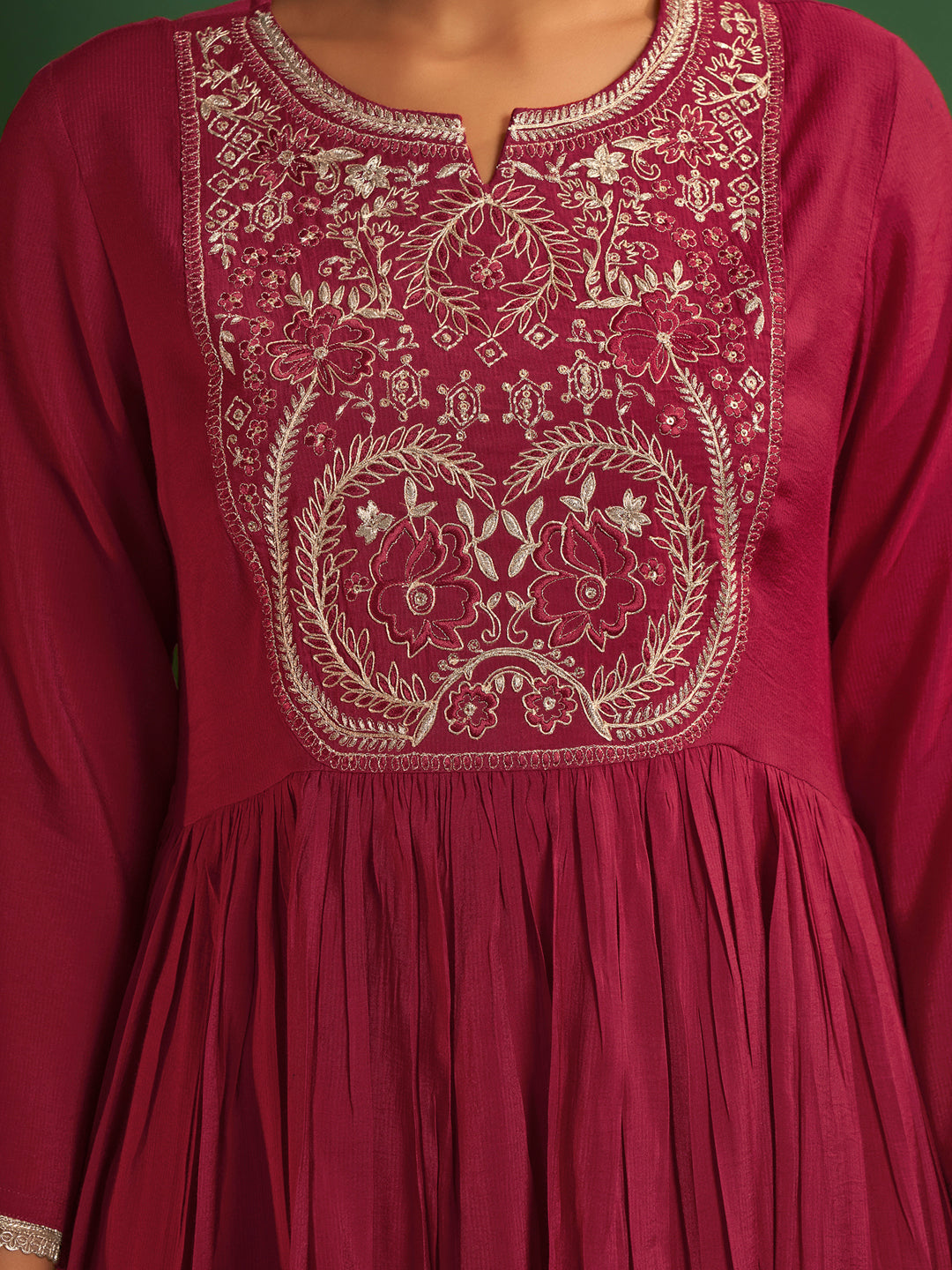 Eshana Viscose Silk Pleated Kurta Set