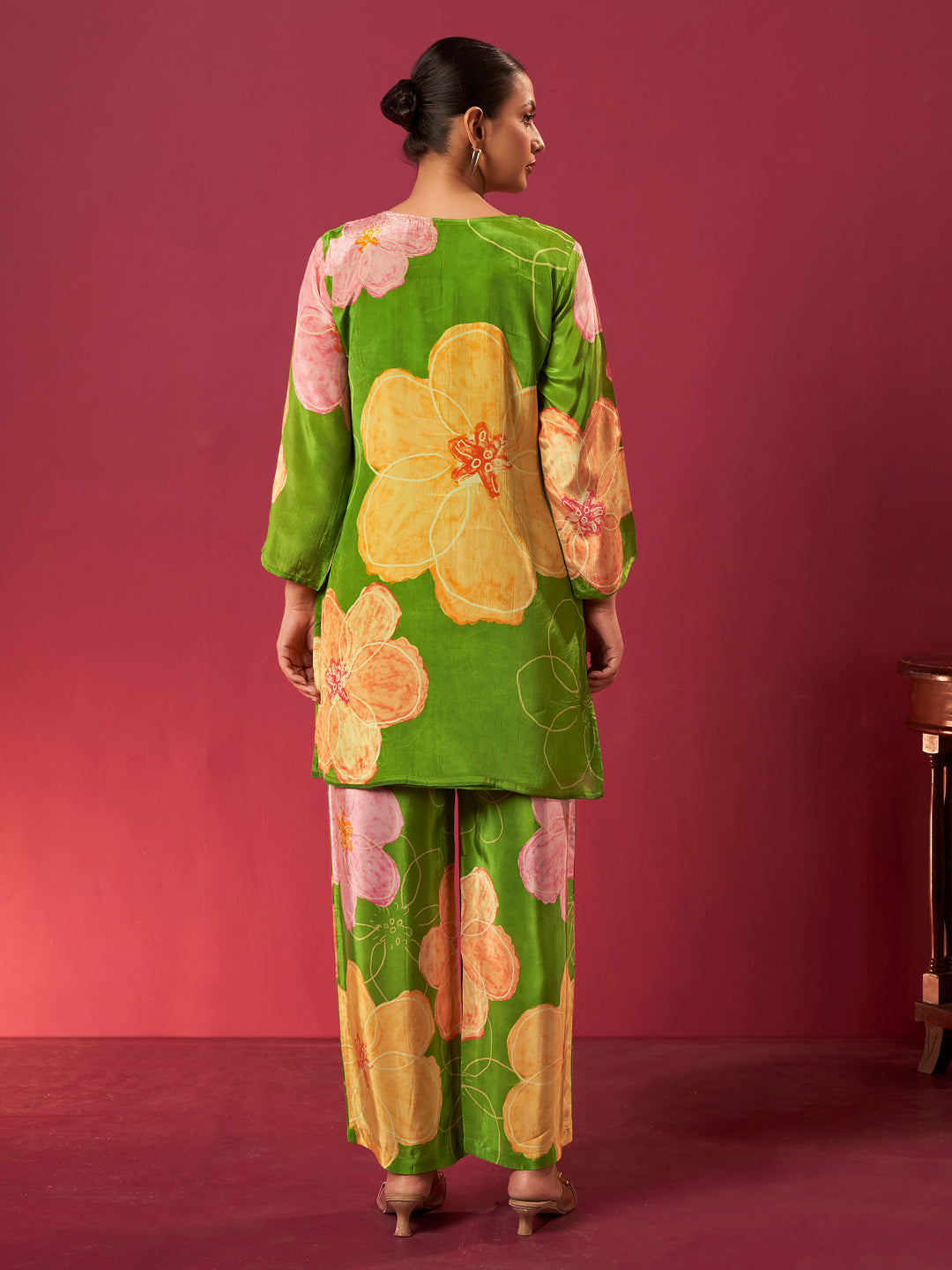 Shuchi Natural Crepe Colour Block Co-ord Set