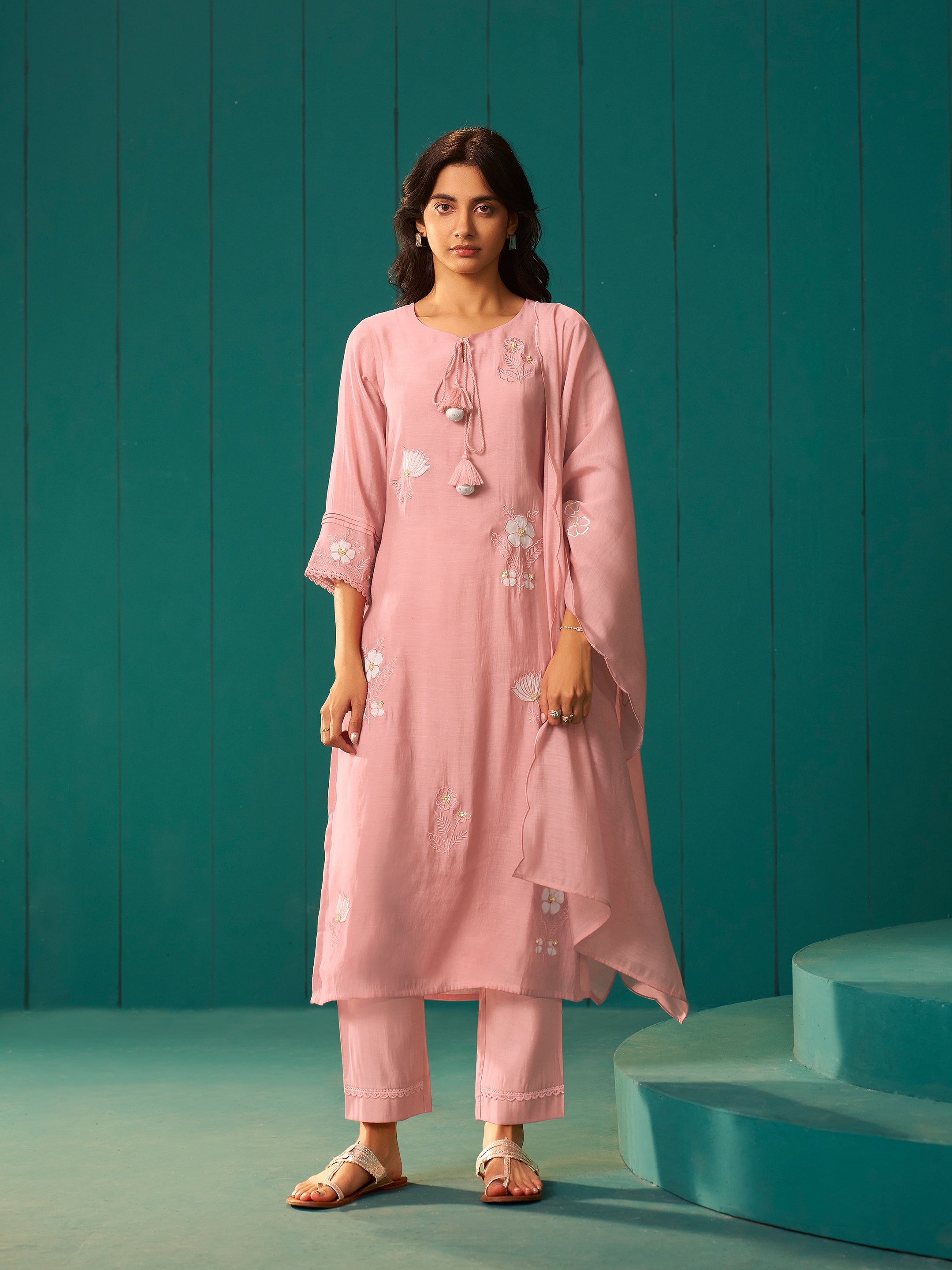 Bhaavya Pink Applique Salwar Set