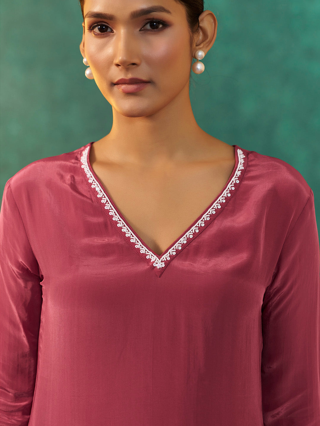 Iravya Natural Crepe Embroidered Co-ord Set