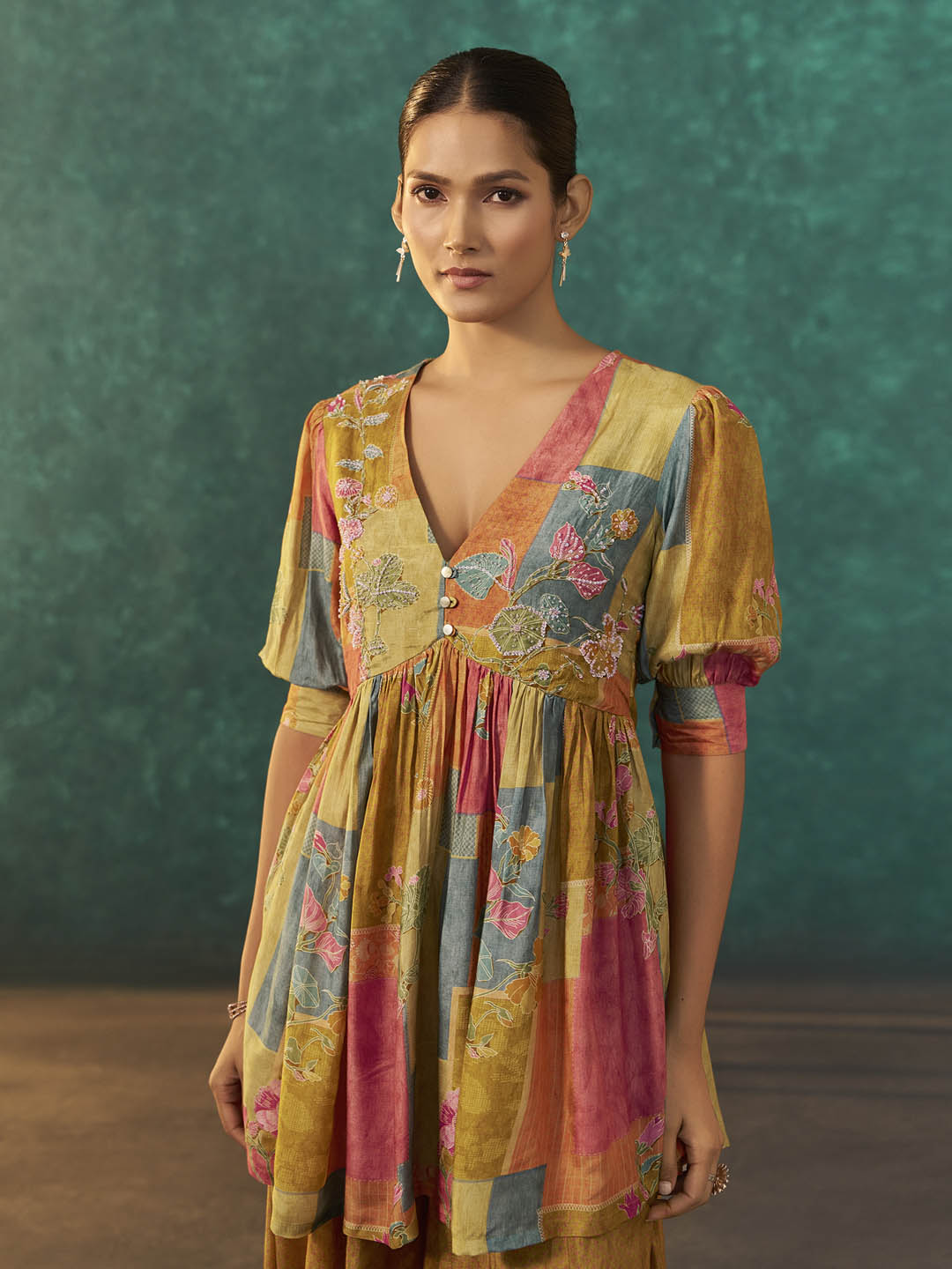 Tanira Mustard Muslin Printed Sharara Set