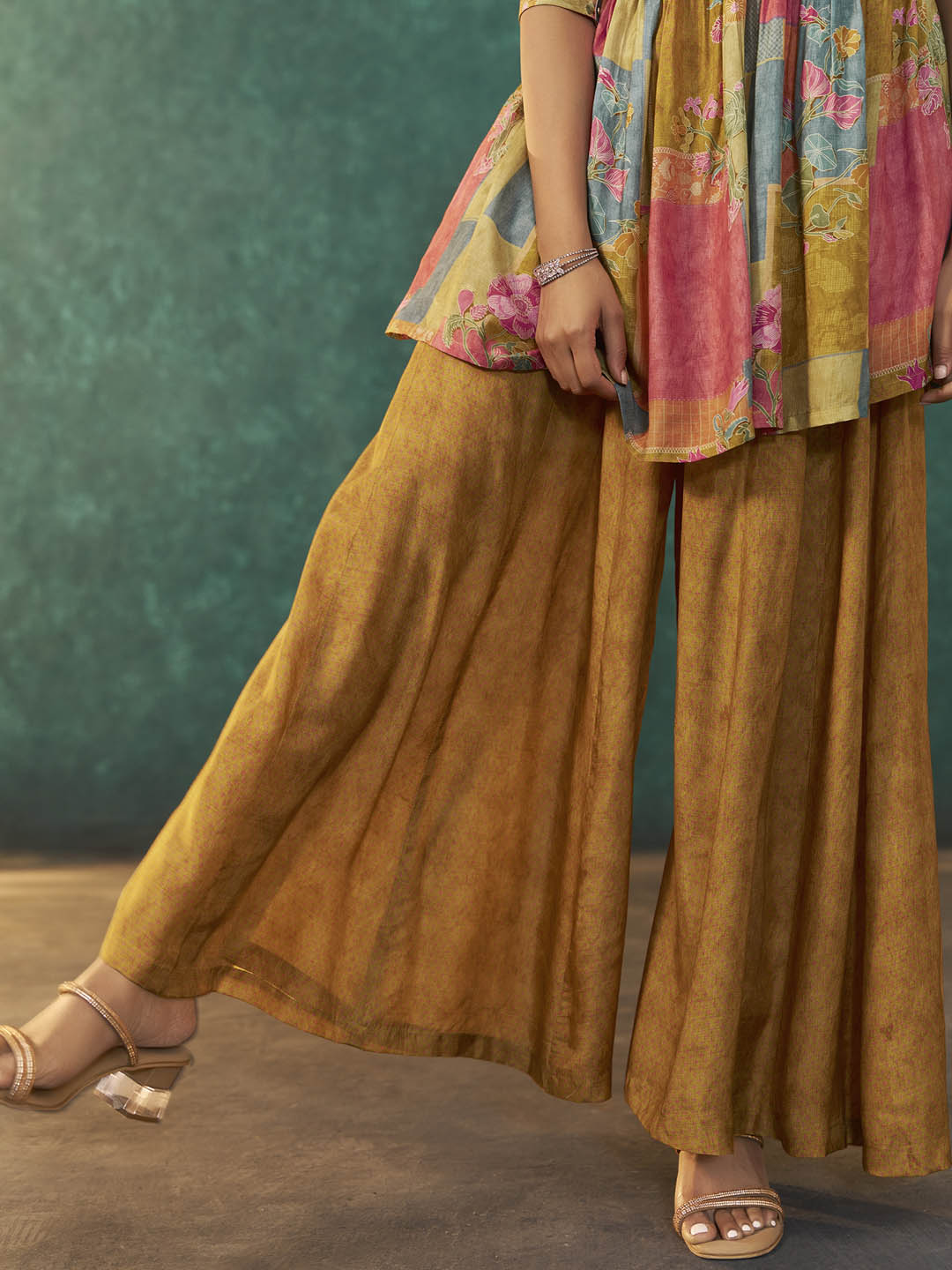 Tanira Mustard Muslin Printed Sharara Set