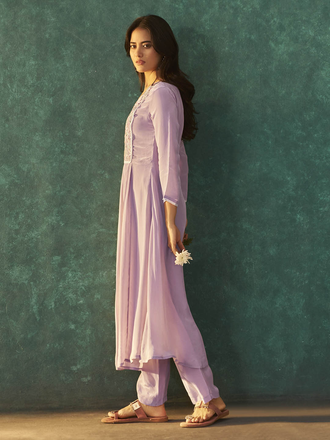 Lavanya Natural Crepe Embroidered Kurta Set