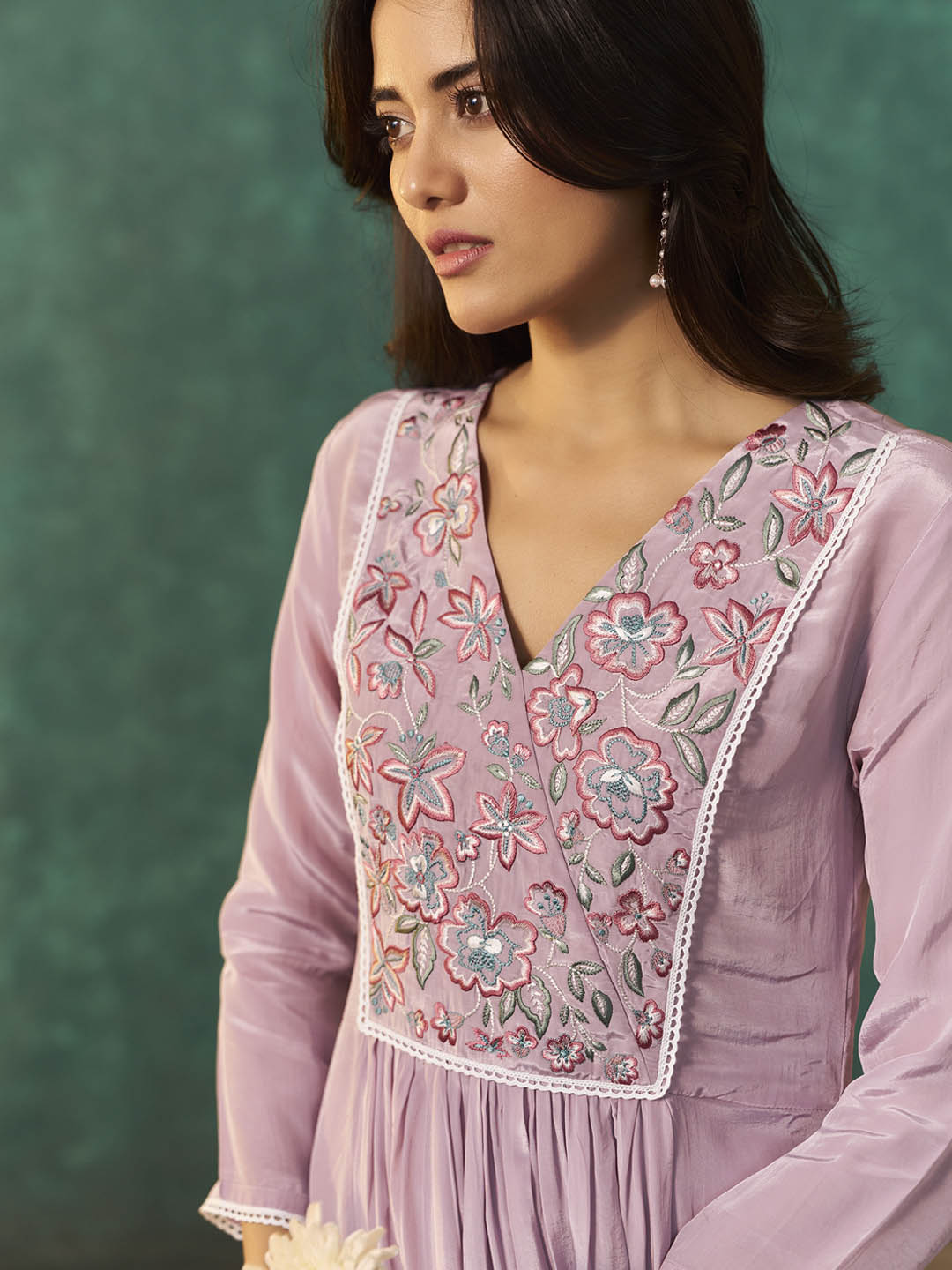 Lavanya Natural Crepe Embroidered Kurta Set