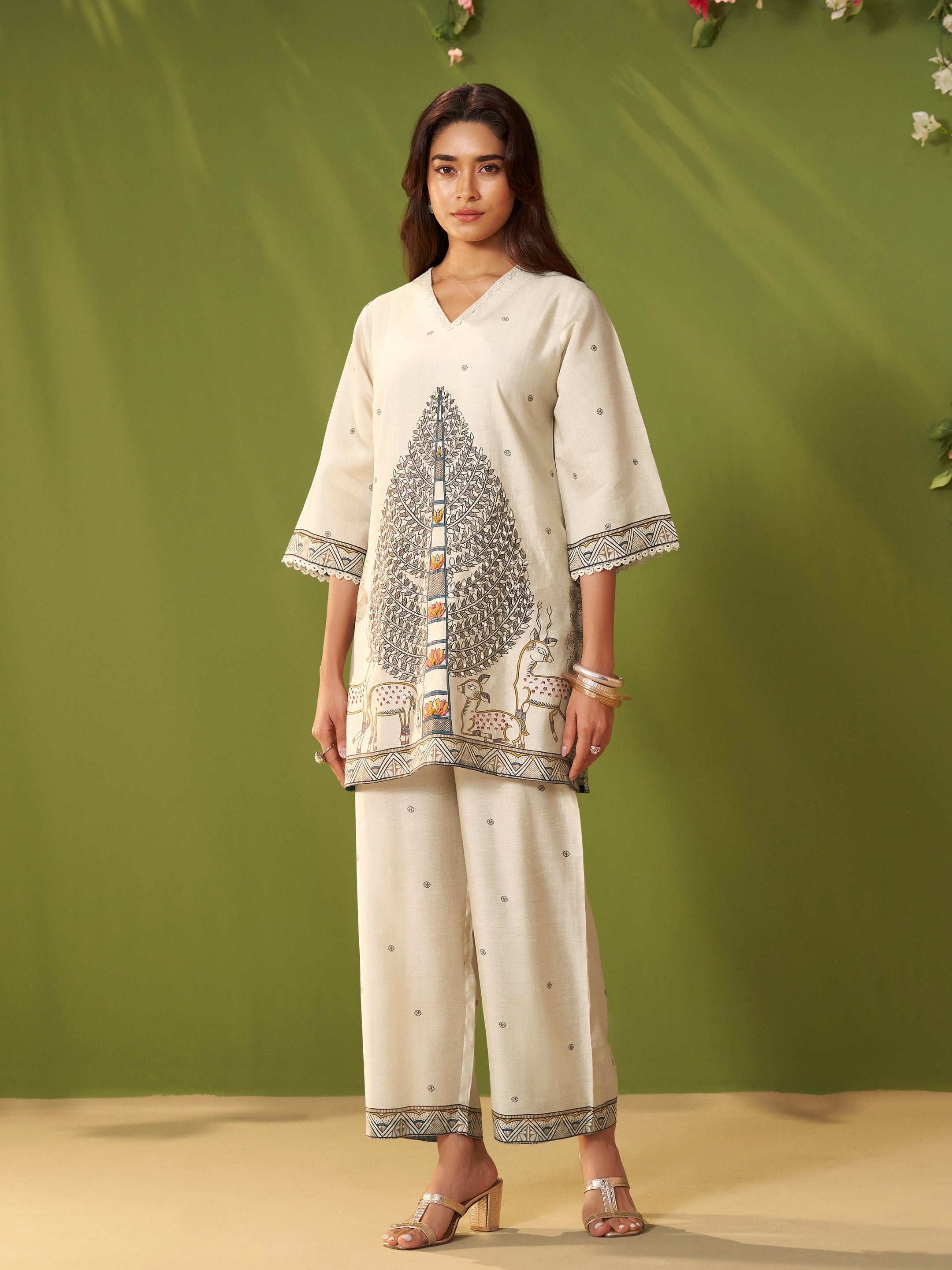 Dhoop White Vatican Silk Co-ord Set