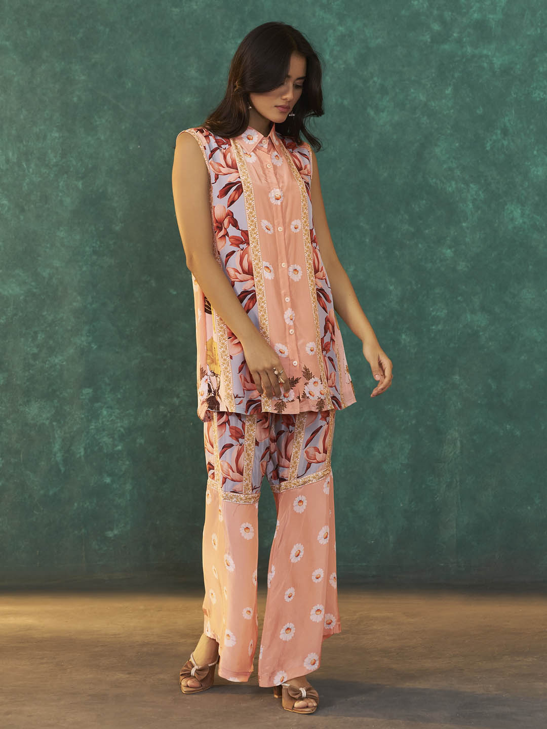 Pranaya Natural Crepe Collar Co-ord Set