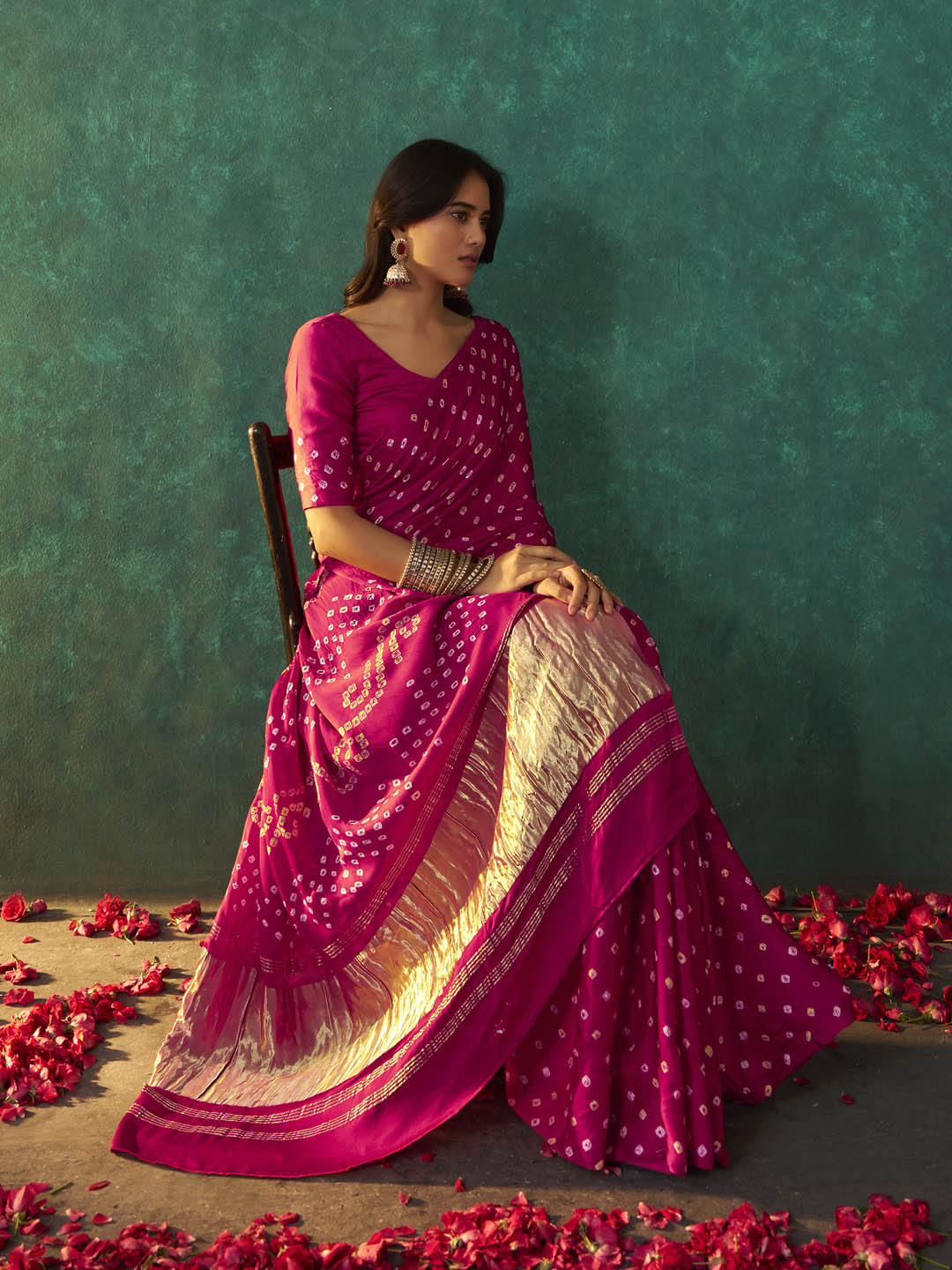 Rudraani Bandhani Pure Gajji Silk Saree