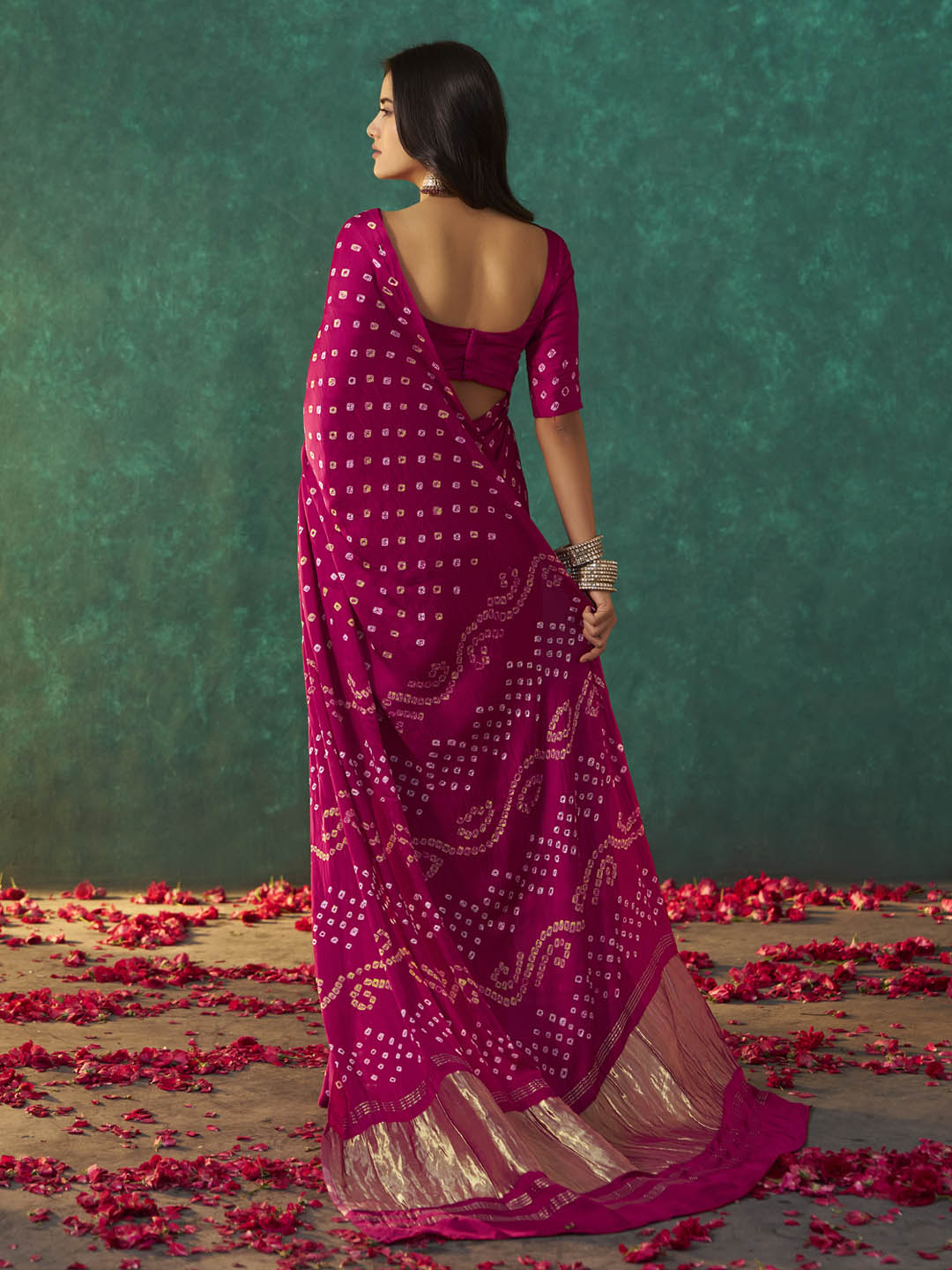 Rudraani Bandhani Pure Gajji Silk Saree