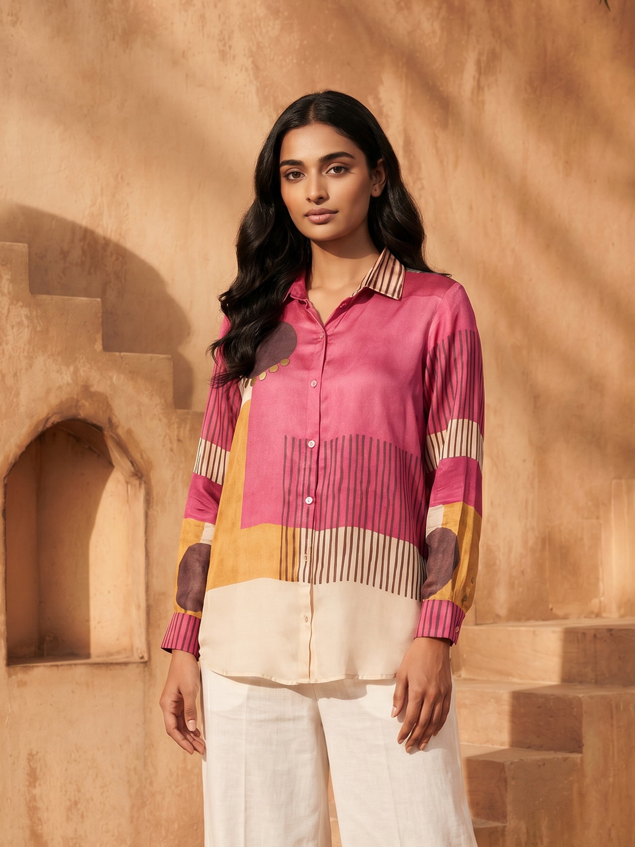 Sienna Multicolor Crepe Printed Shirt