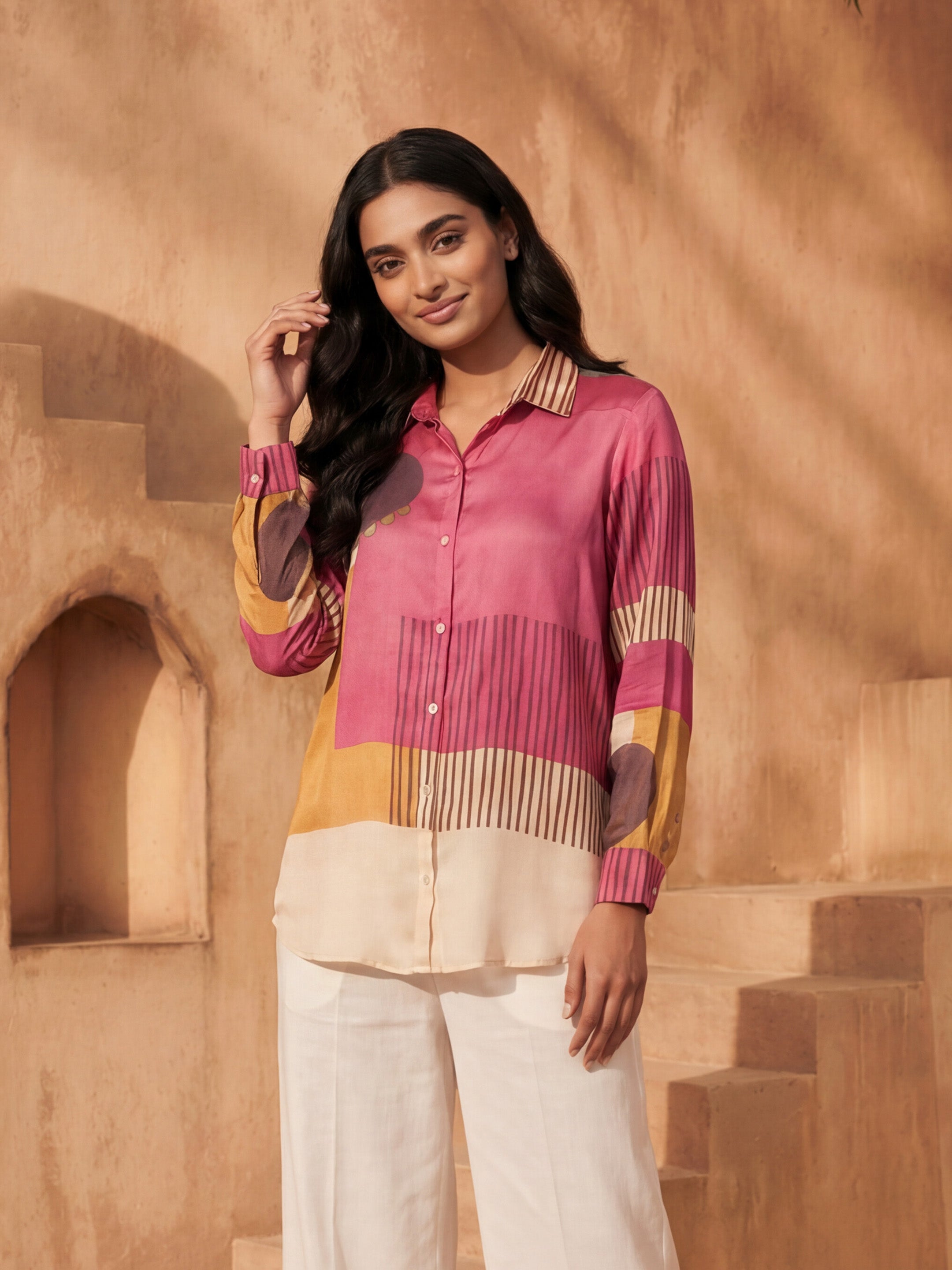Sienna Multicolor Crepe Printed Shirt
