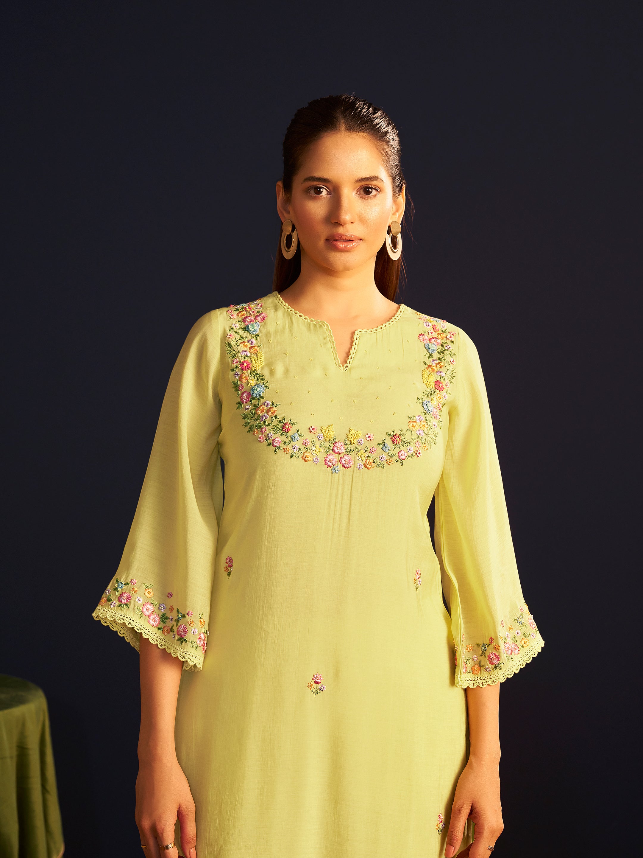 Myesha Light Green Mul Chanderi Handwork Set