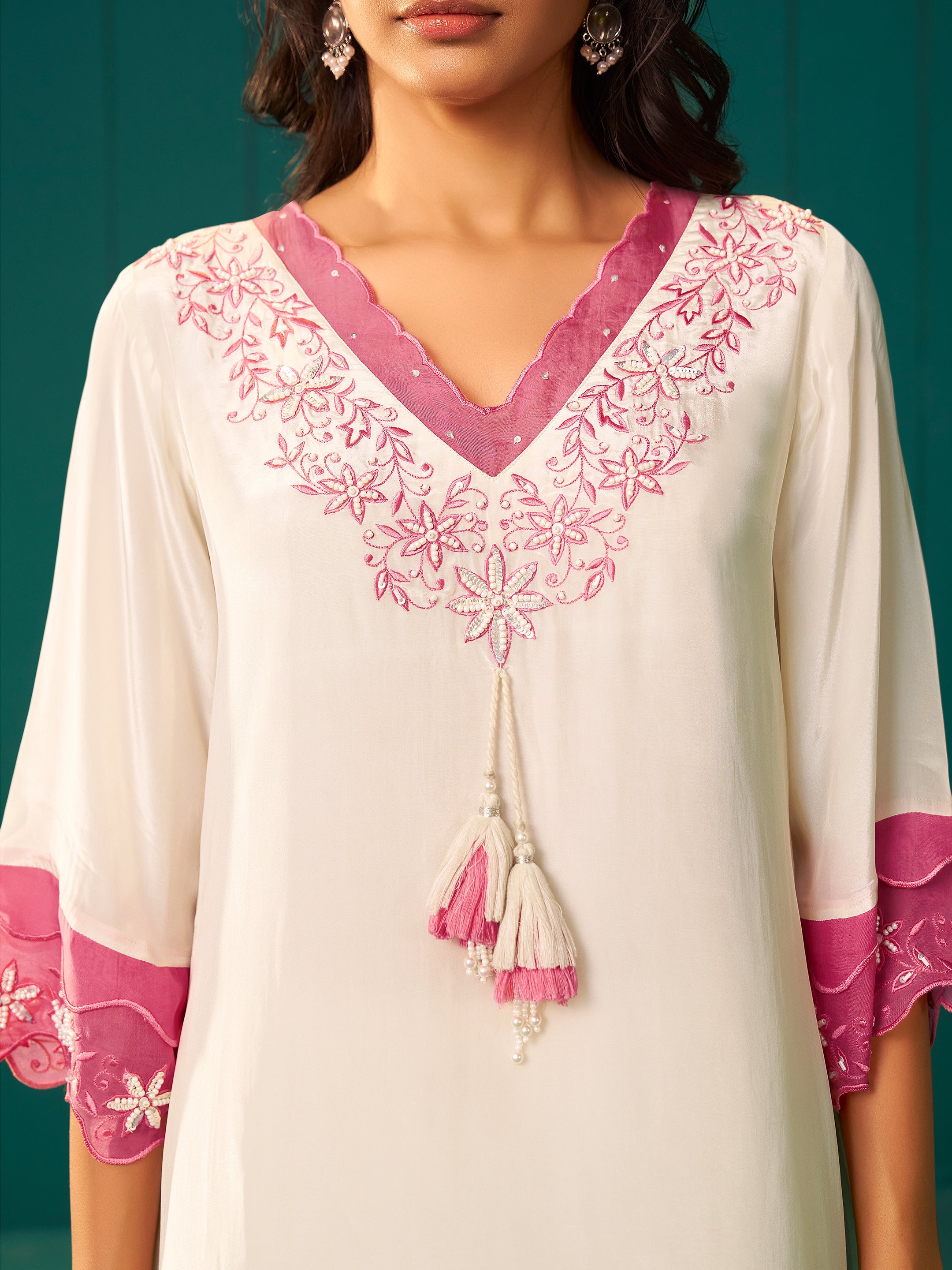 Zoya White Natural Crepe Salwar Set