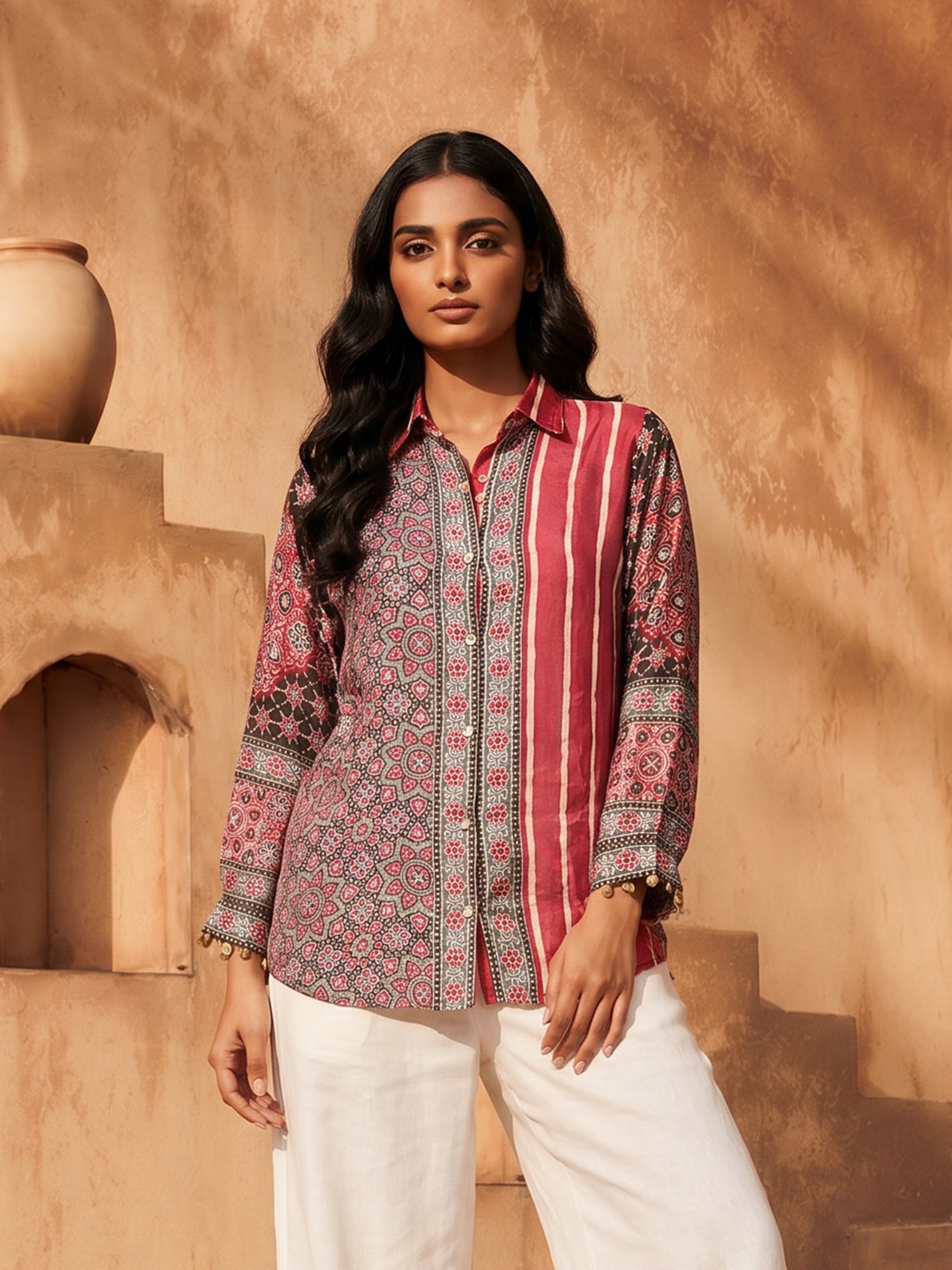 Elara Multicolor Crepe Printed Shirt