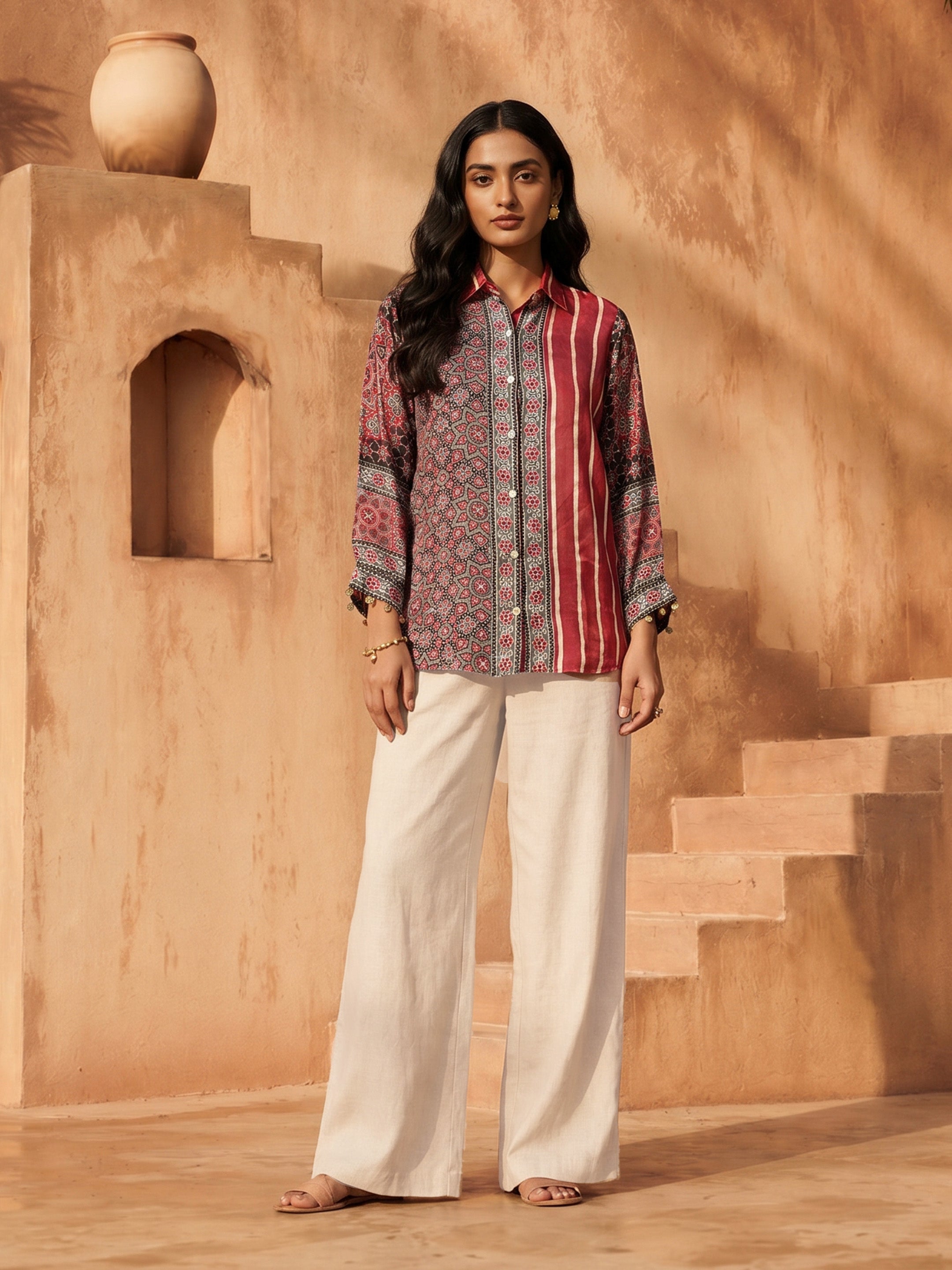 Elara Multicolor Crepe Printed Shirt