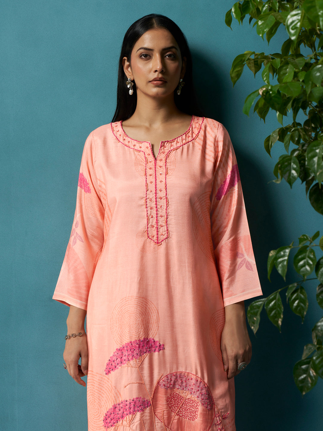 Titli Peach Muslin Suit Set