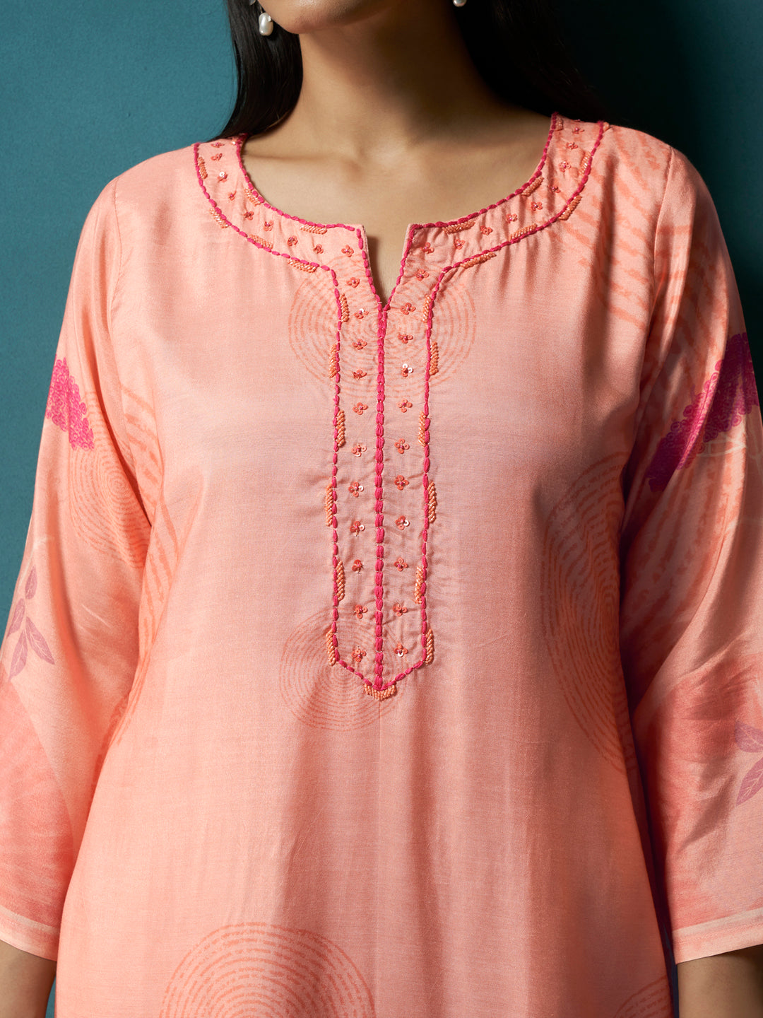Titli Peach Muslin Suit Set