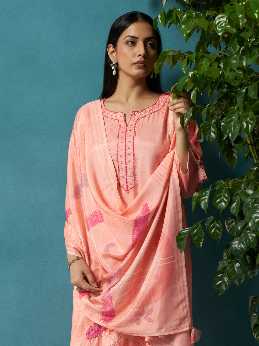 Titli Peach Muslin Suit Set