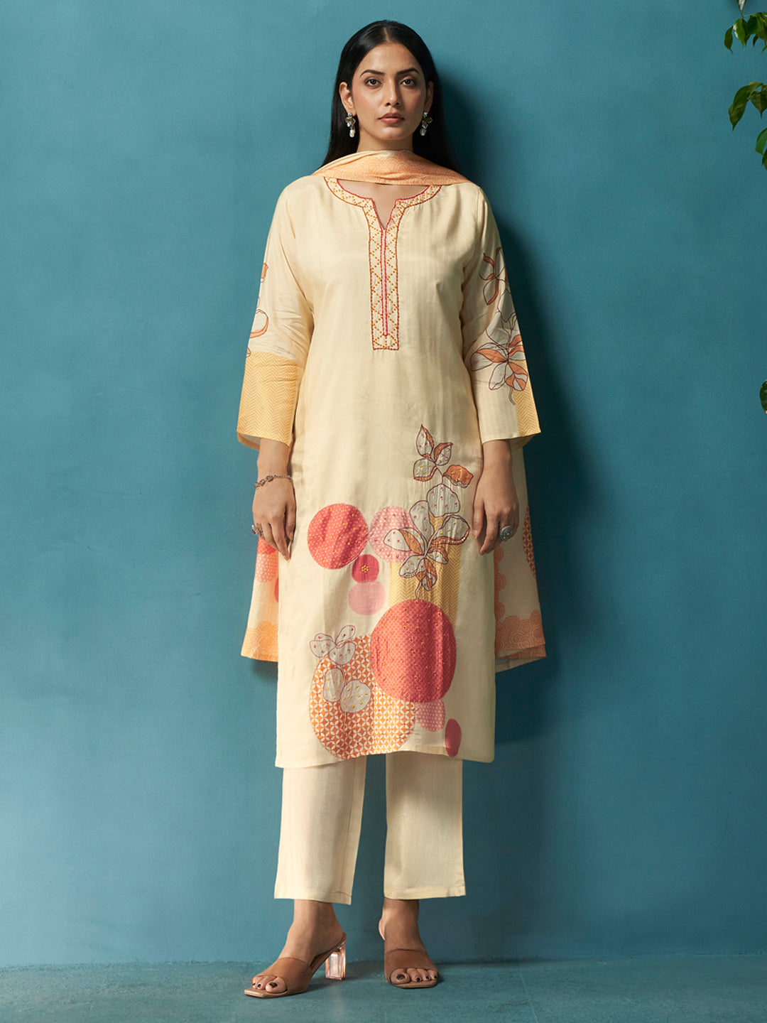 Chann Cream Muslin Suit Set