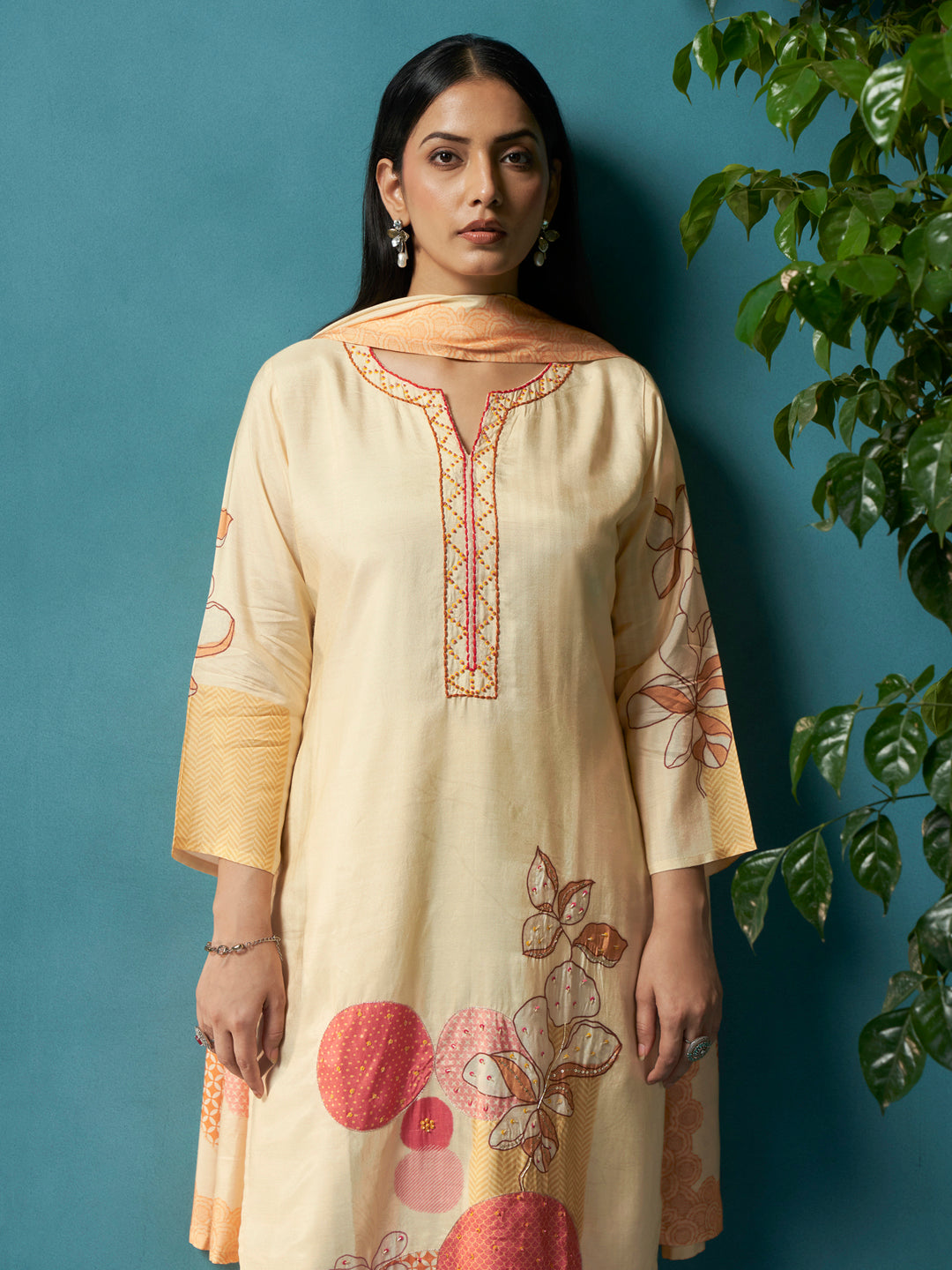 Chann Cream Muslin Suit Set