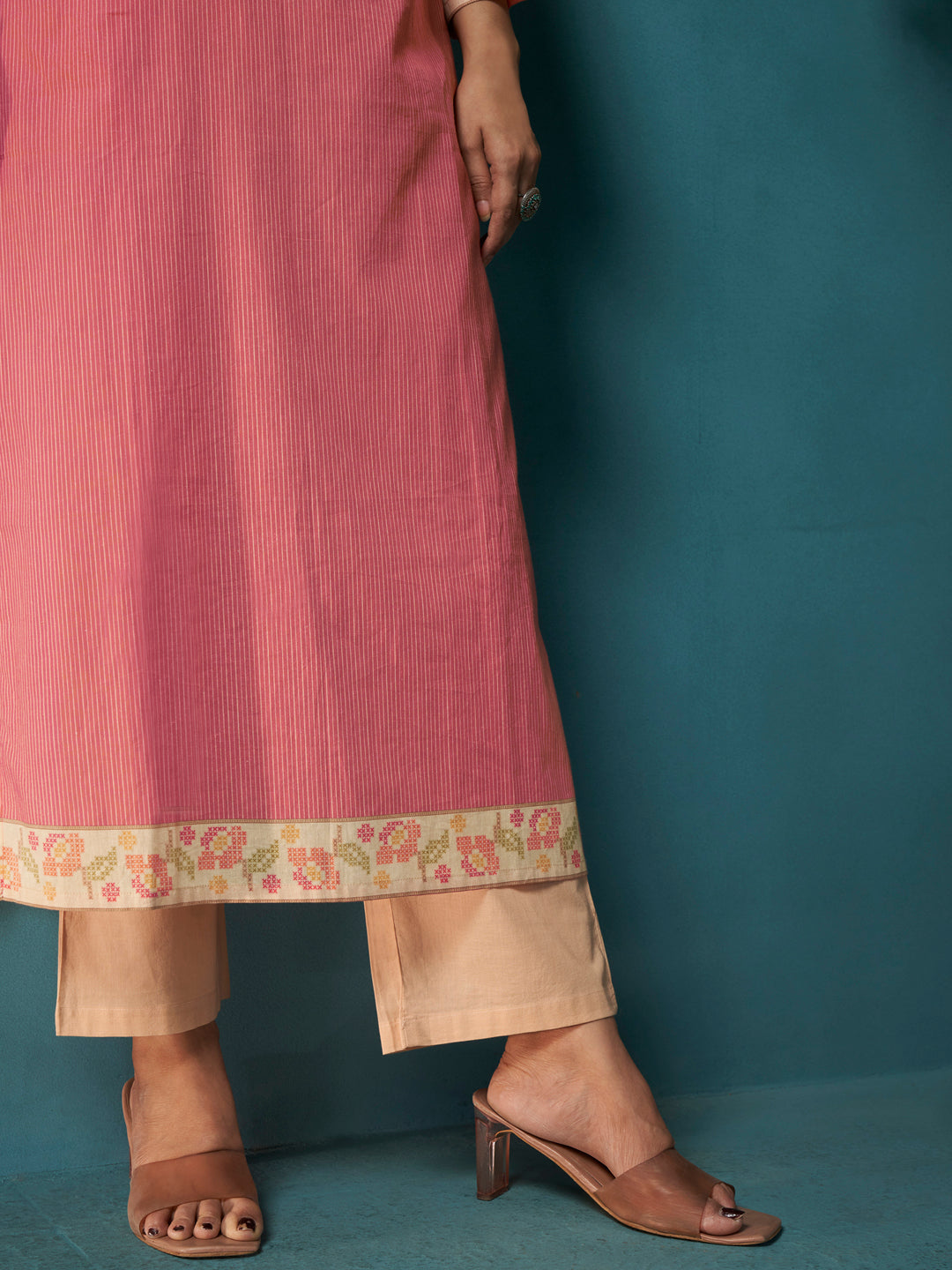 Phull Pink Cotton Mal Suit Set