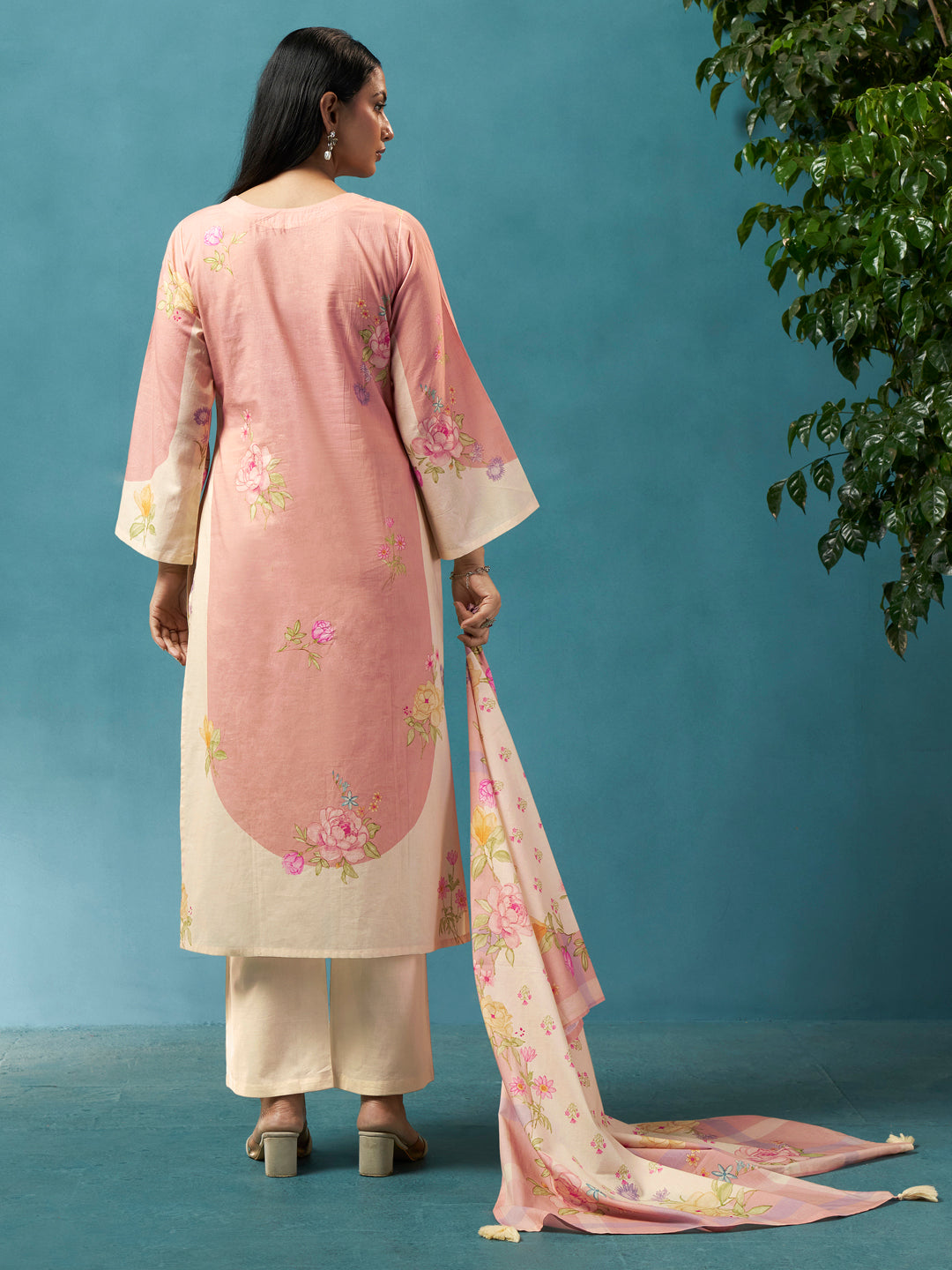 Phullari Pink Cotton Cambric Suit Set