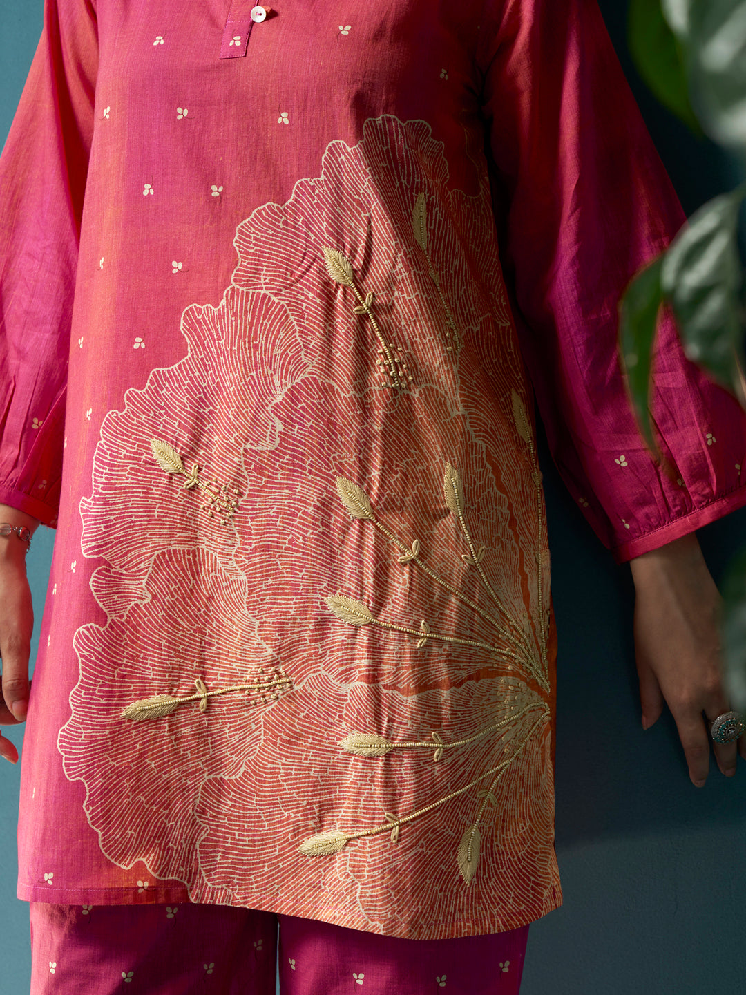 Gulmohar Pink Cotton Mal Co-Ord Set
